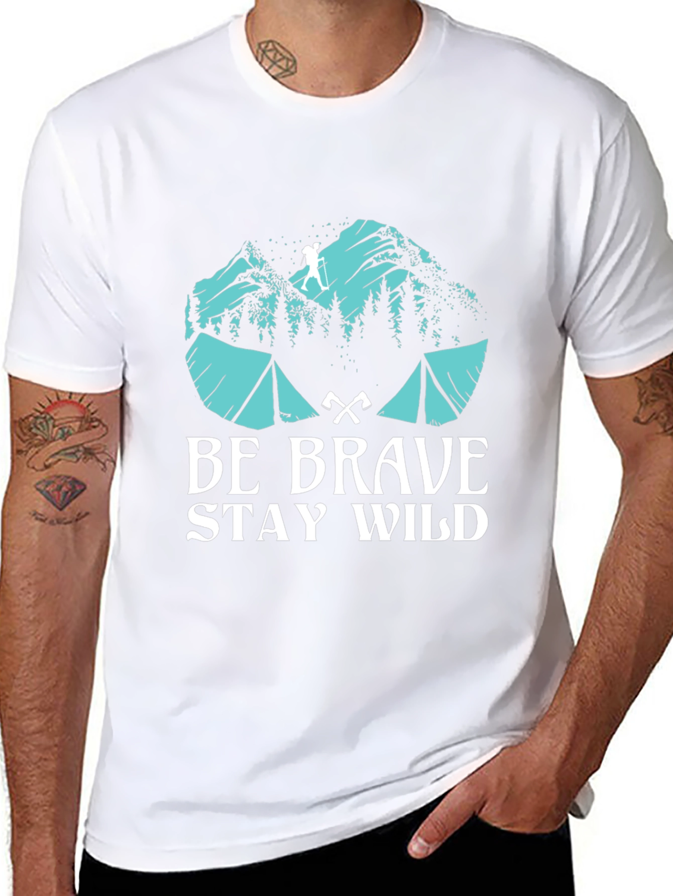 Black Be Brave Stay Wild Graphic T-Shirt view 8