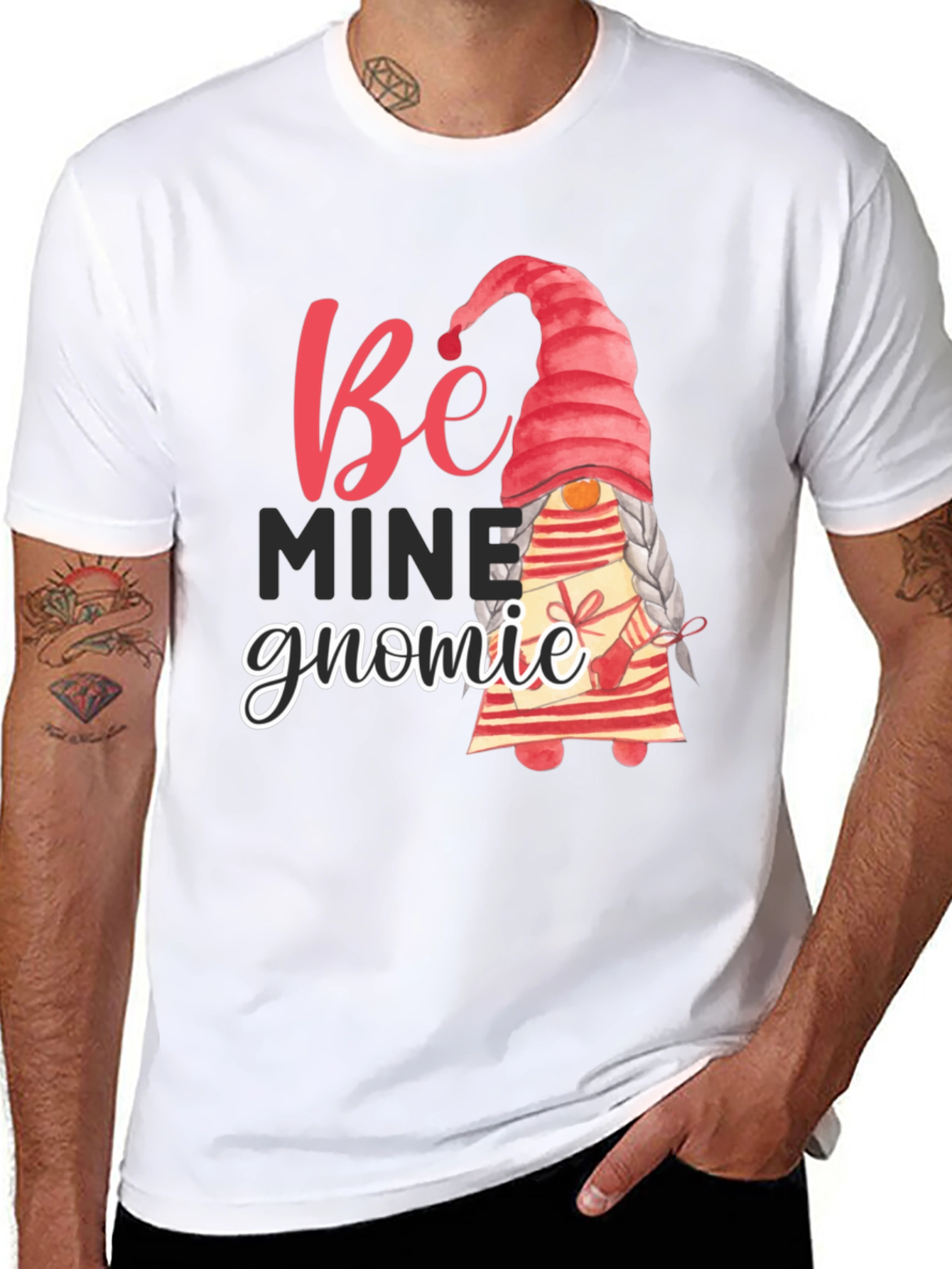 Black Be Mine Gnomie Valentine's Day T-Shirt view 8