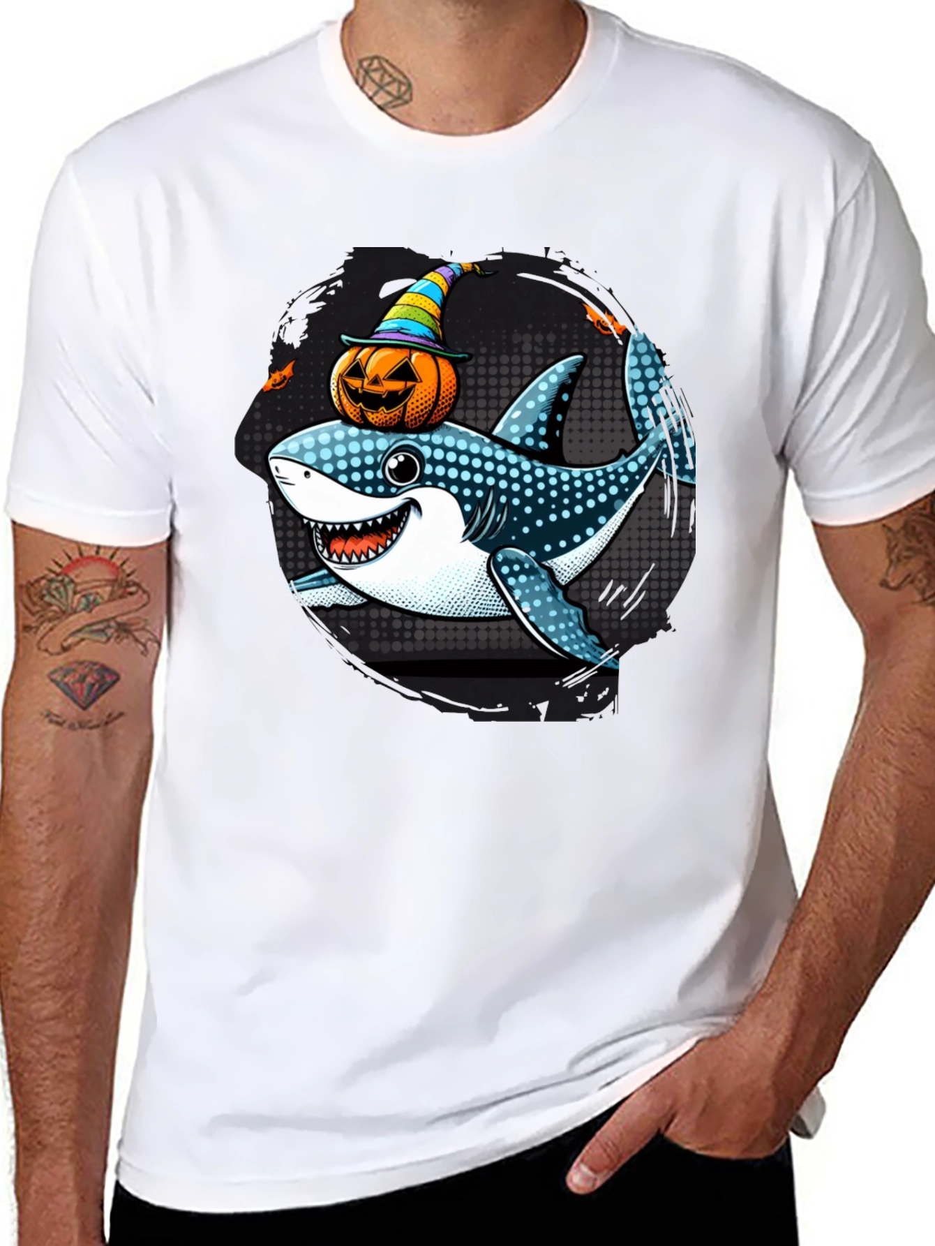Black Halloween Shark T-Shirt view 8