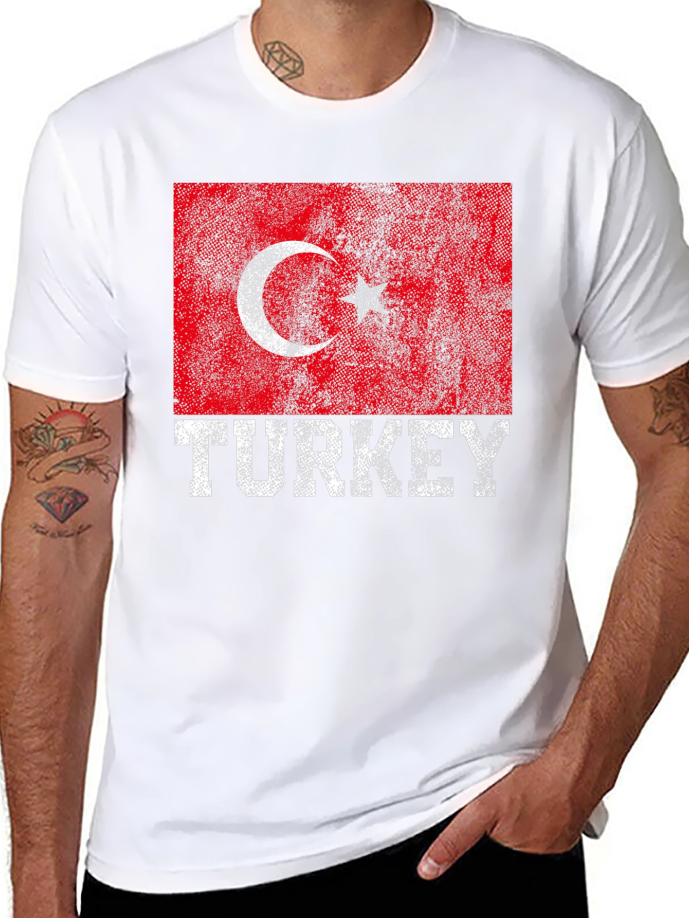 Black Turkey Flag T-Shirt - Distressed Graphic Tee view 8