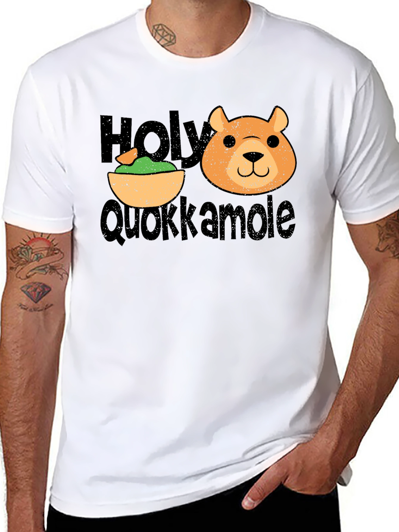 Black Holy Quokkamole Funny Graphic T-Shirt view 8
