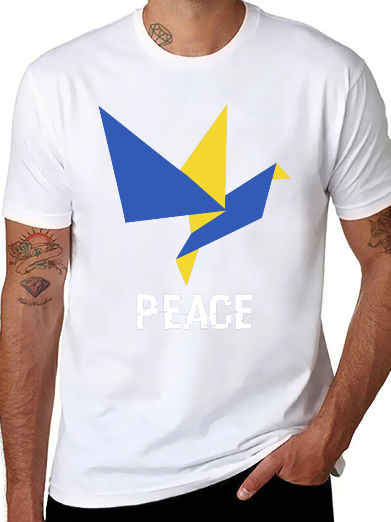Black Peace Dove Graphic T-Shirt - Ukraine Support view 8