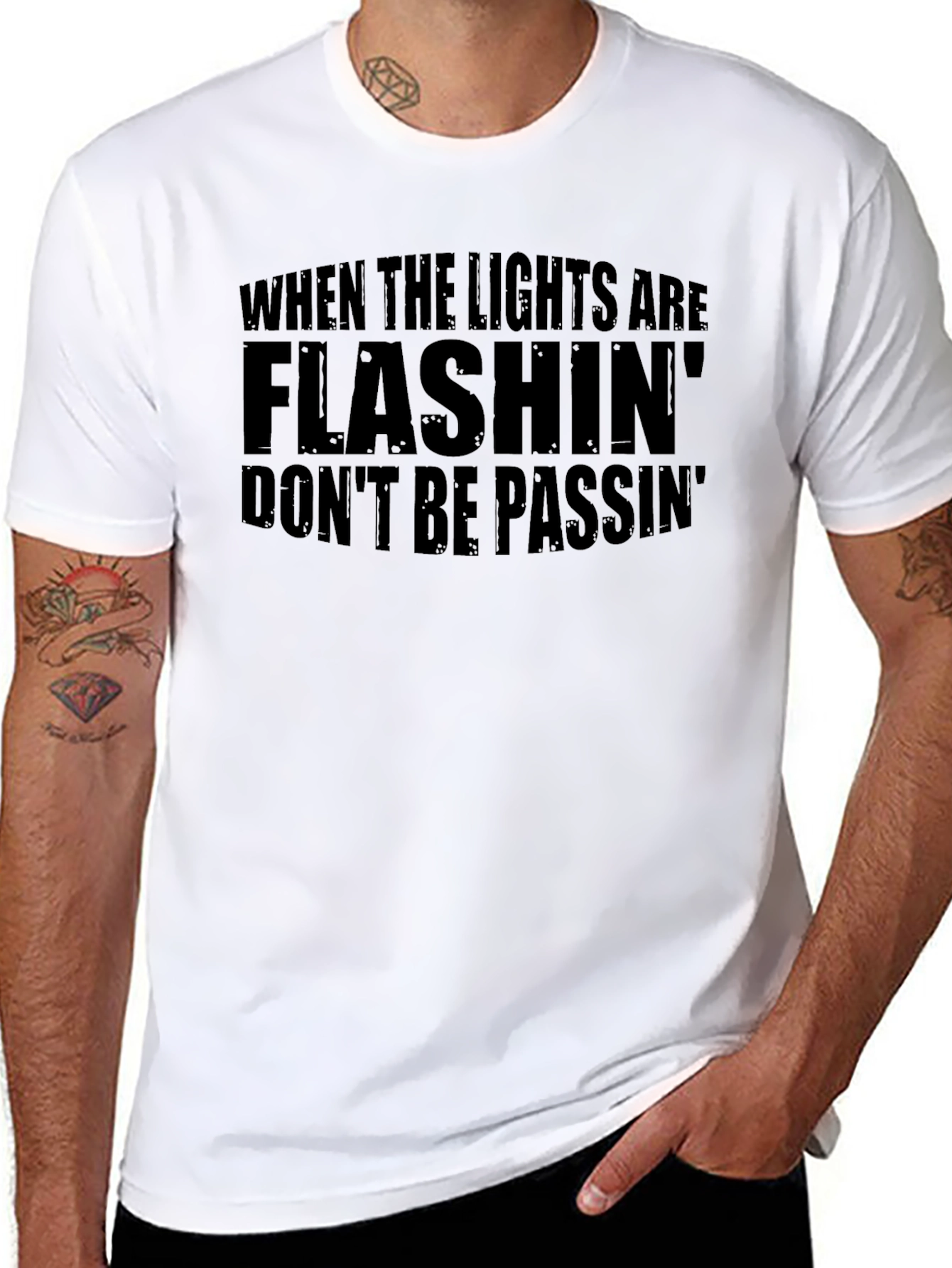 Black Flashing Lights T-Shirt - Don't Be Passin' Tee view 8