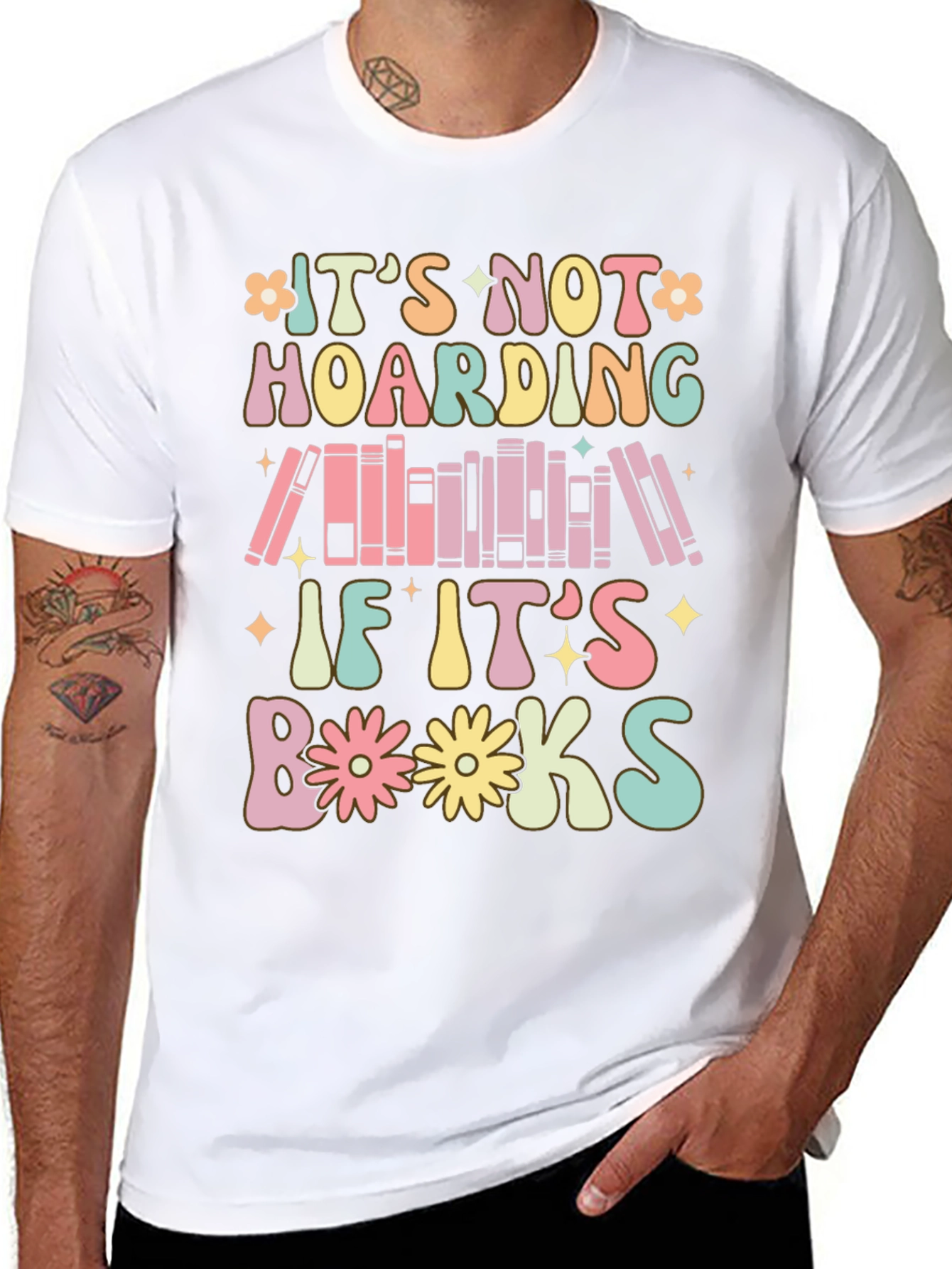 Black It's Not Hoarding If It's Books T-Shirt view 8