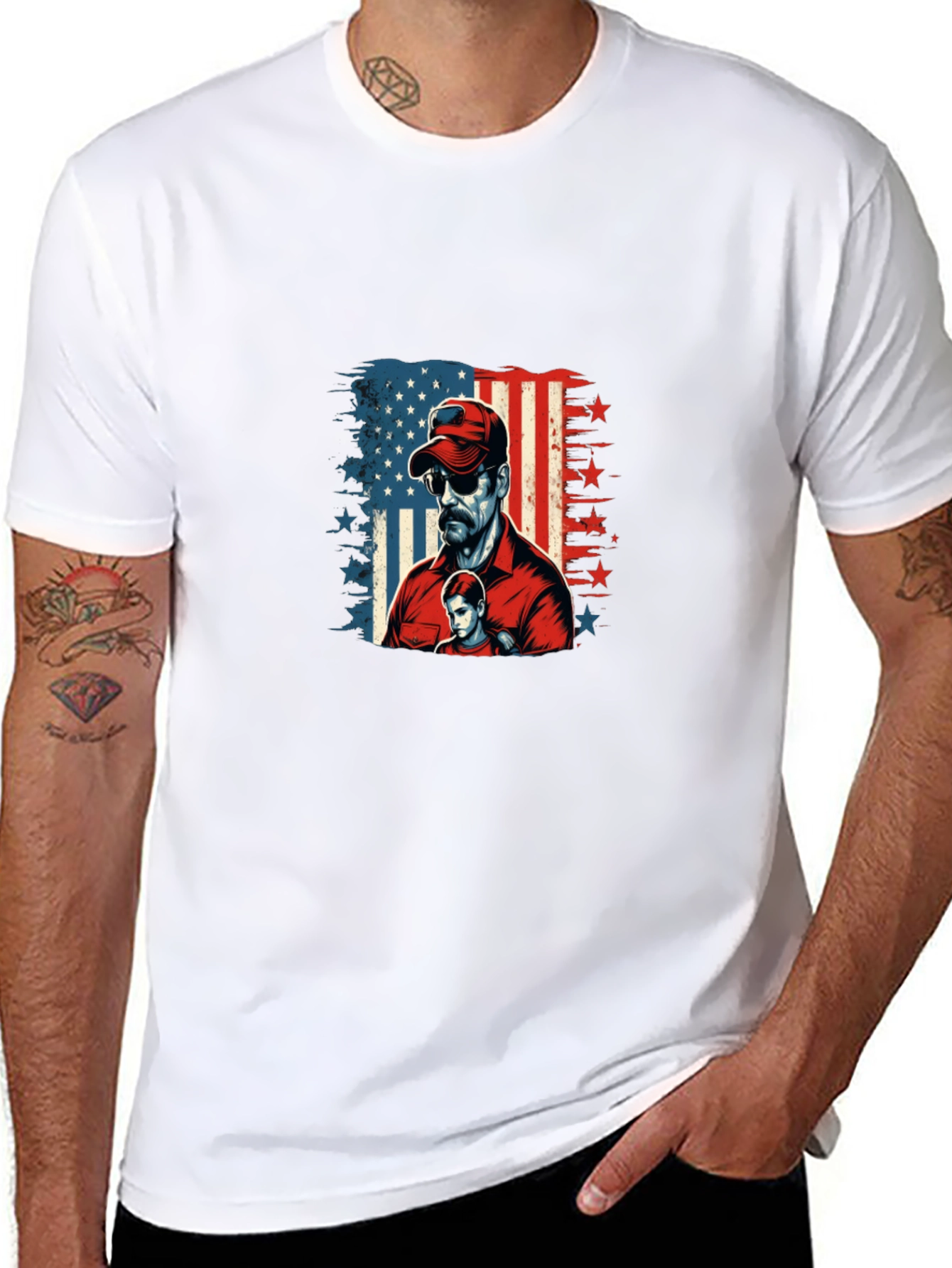 Black Patriotic Dad & Son Graphic Black Tee view 8
