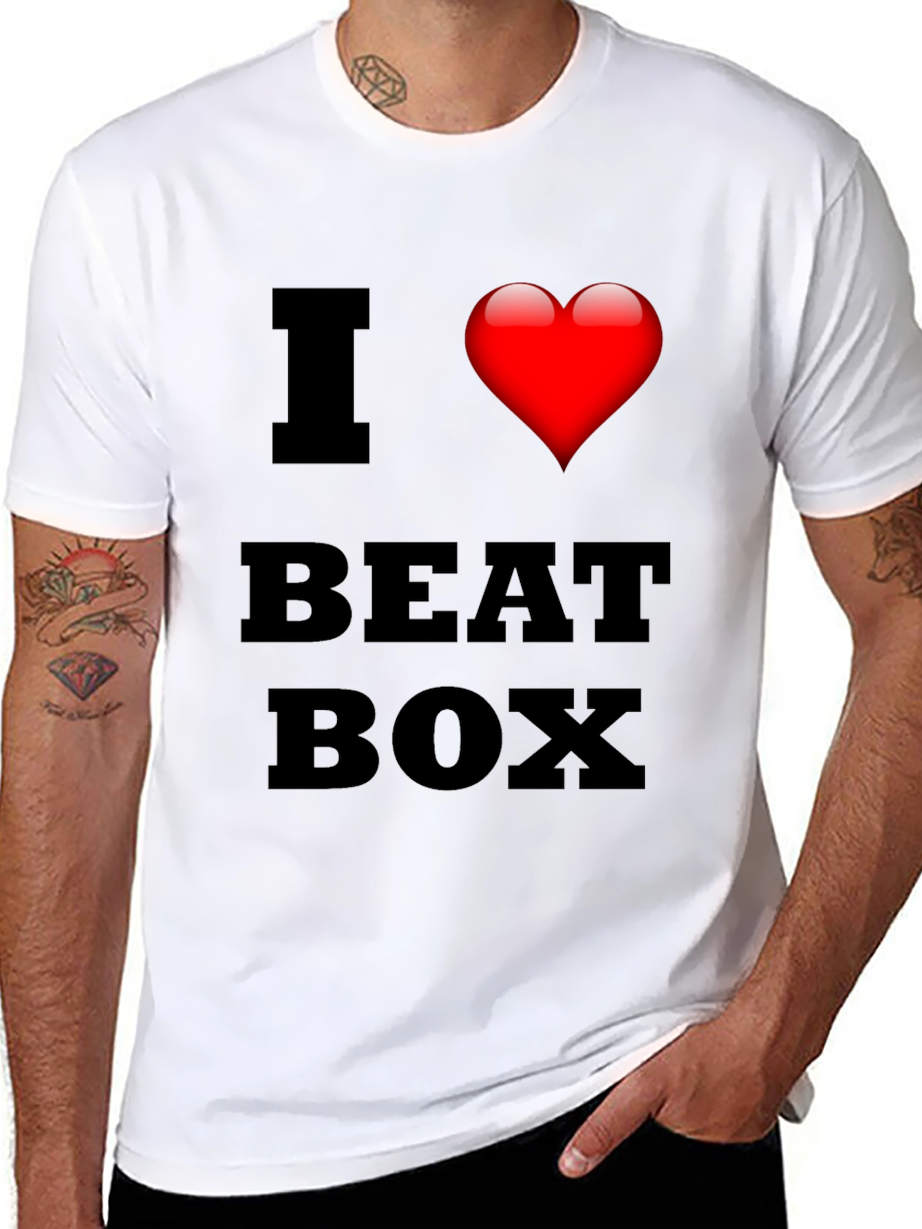 Black I Heart Beat Box Graphic Tee - Stylish Music Lover T-Shirt view 8