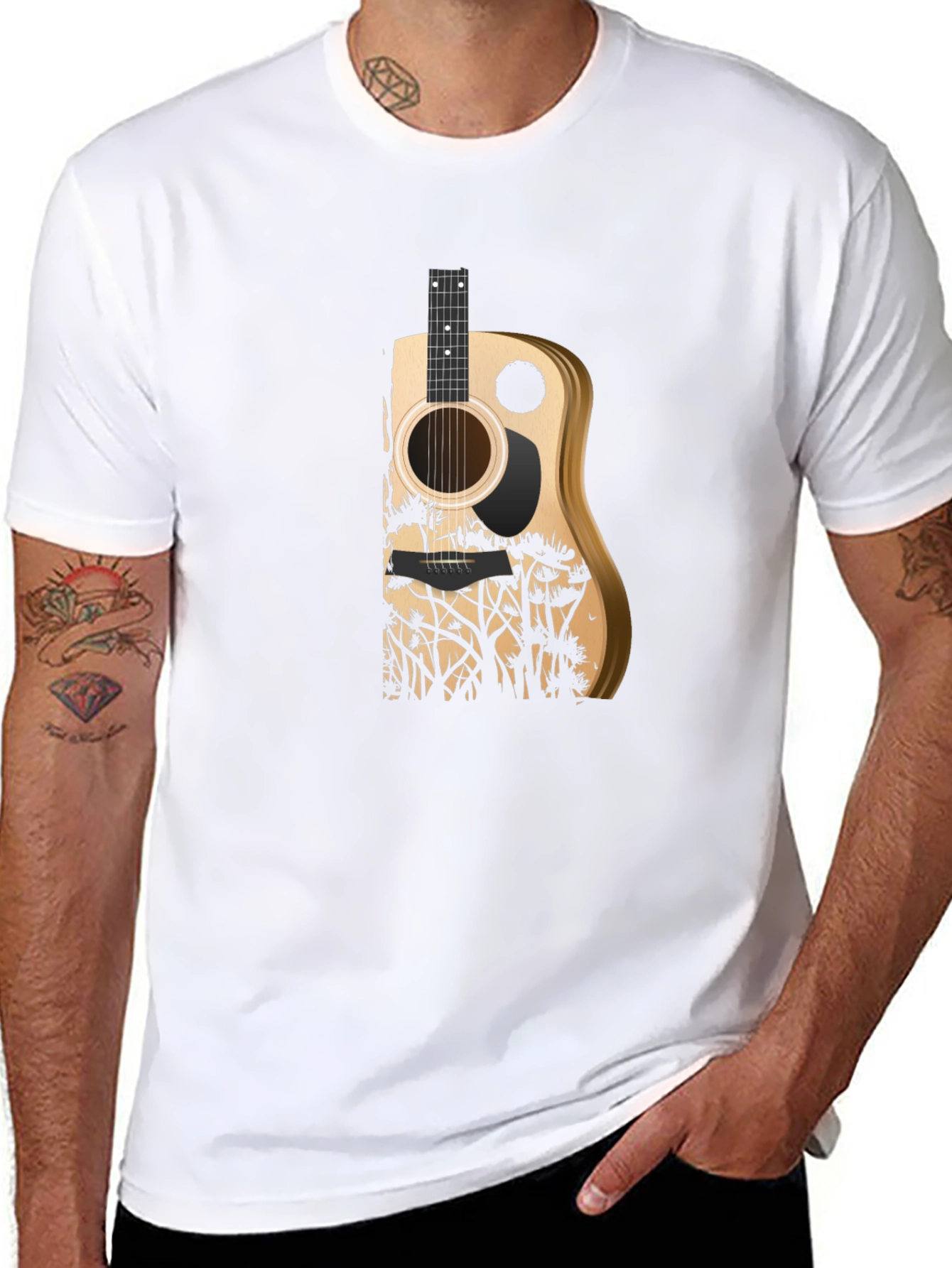 Black Guitar Nature Graphic Tee view 8