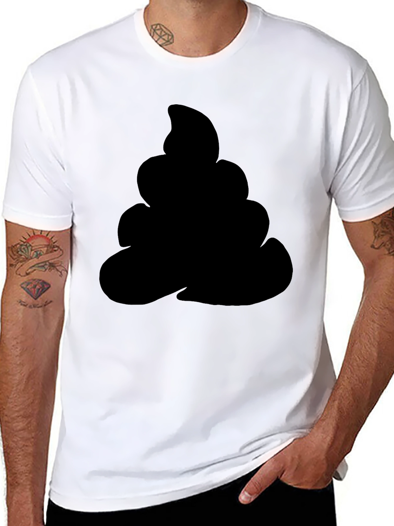 Black Novelty Black T-Shirt with Emoji Poop Design view 8