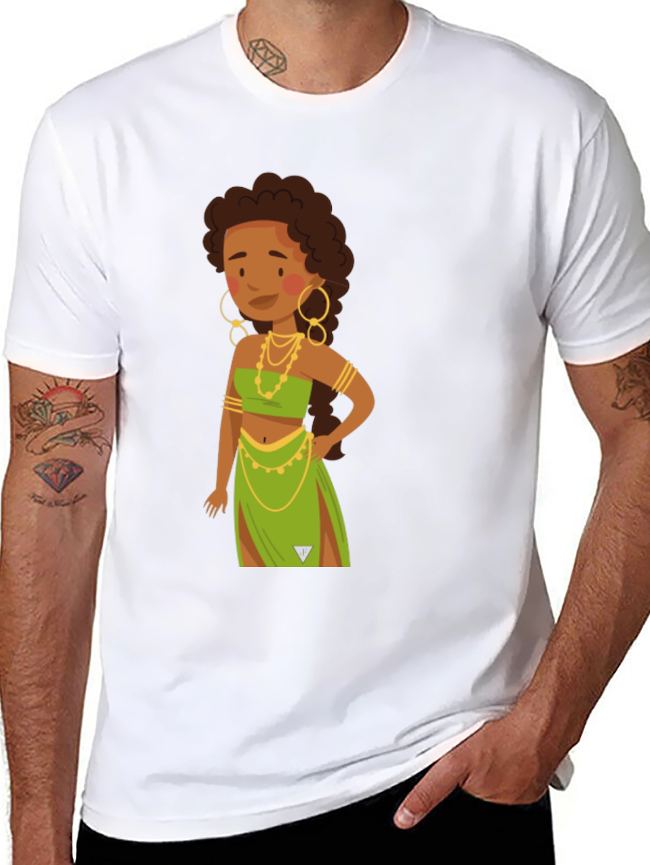 Black Cartoon Woman Graphic Black T-Shirt view 8