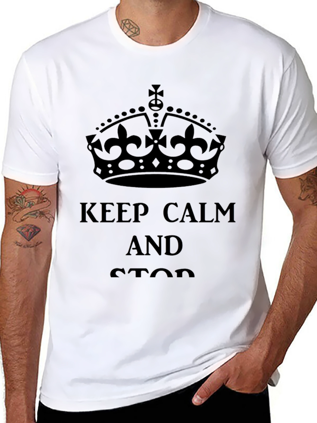 Black Keep Calm T-Shirt - Classic Crown Design view 8