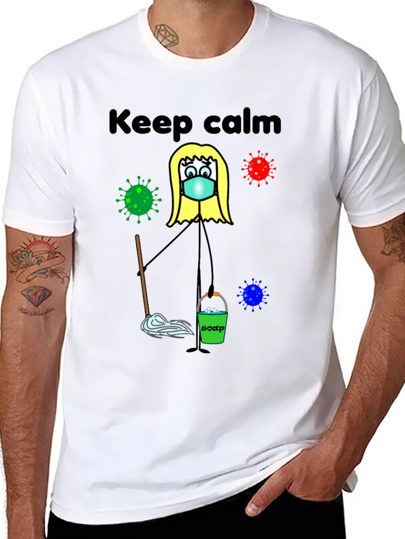 Black Keep Calm and Clean T-Shirt view 8