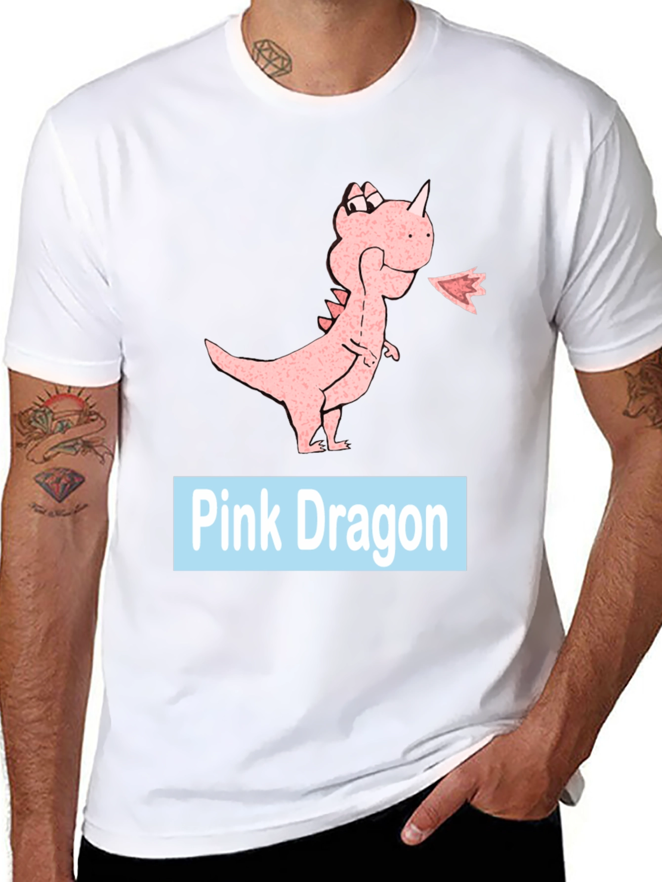 Black Pink Dragon Graphic Tee - Casual Black T-Shirt view 8