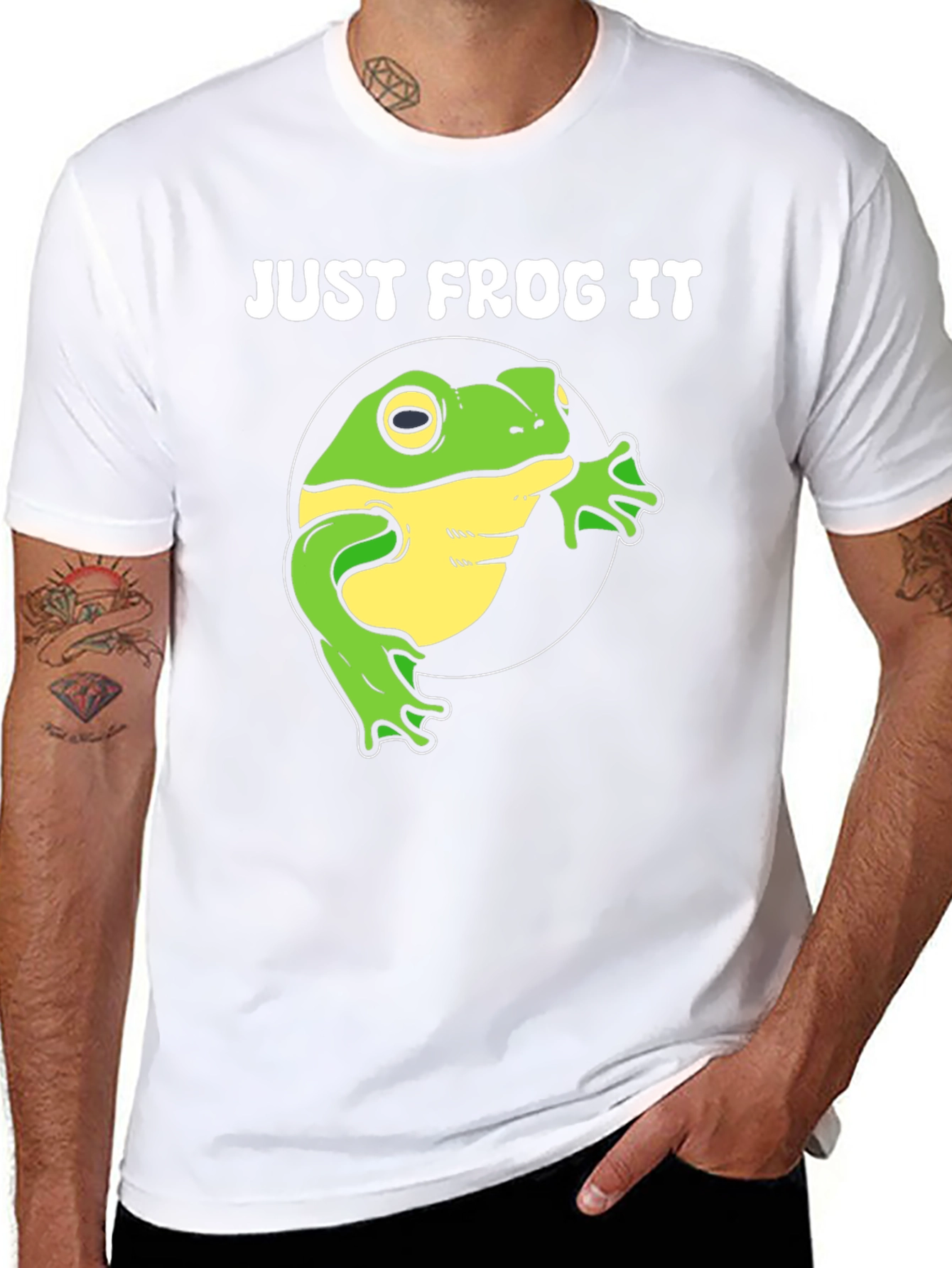 Black Just Frog It T-Shirt - Funny Animal Tee view 8