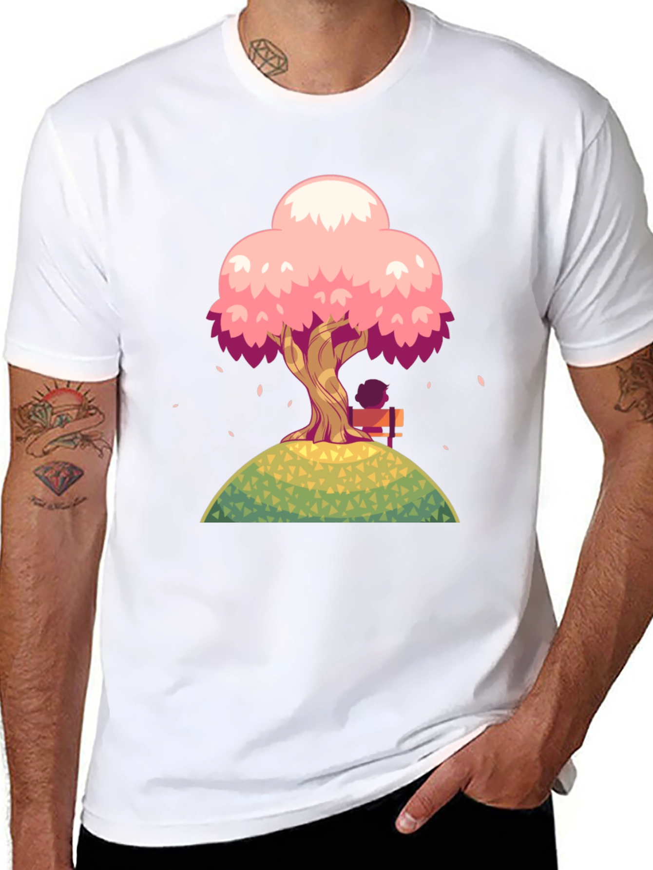 Black Cherry Blossom Tree Graphic T-Shirt view 8