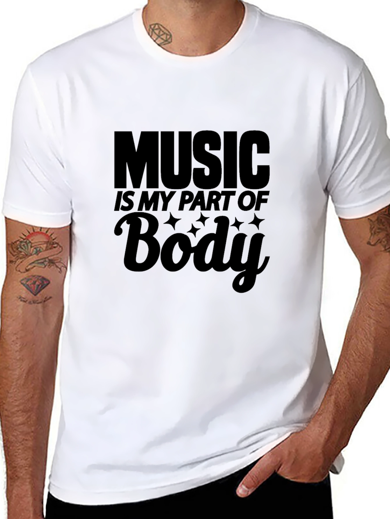 Black Music Is My Part of Body Black Graphic T-Shirt view 8