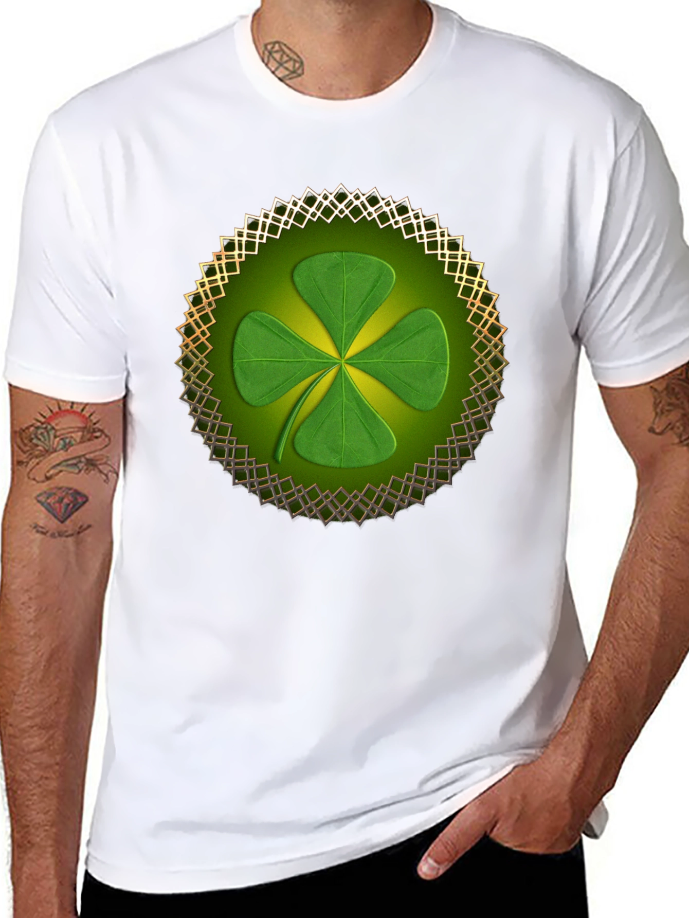 Black Shamrock Clover T-Shirt - St. Patrick's Day view 8