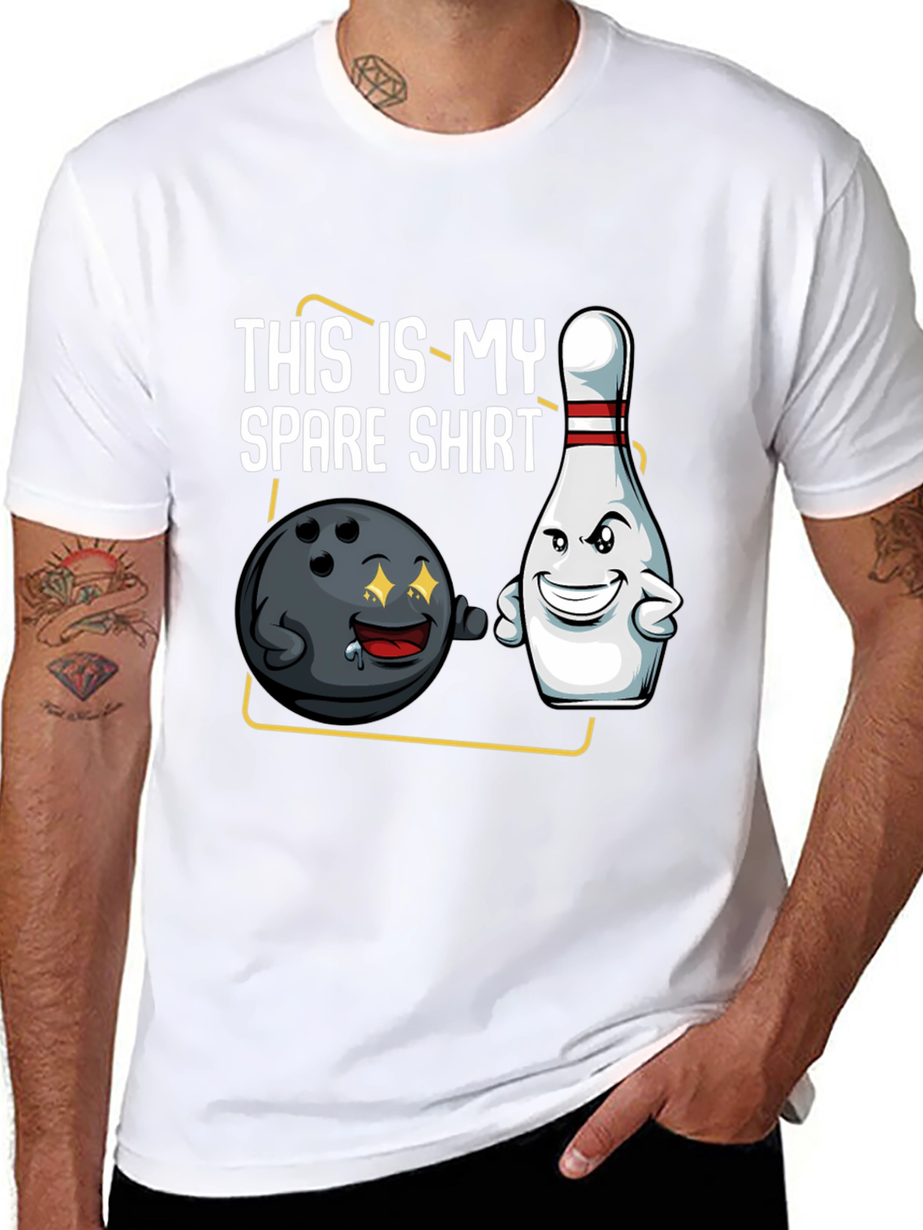 Black Funny Bowling T-Shirt - This is My Spare Shirt view 8