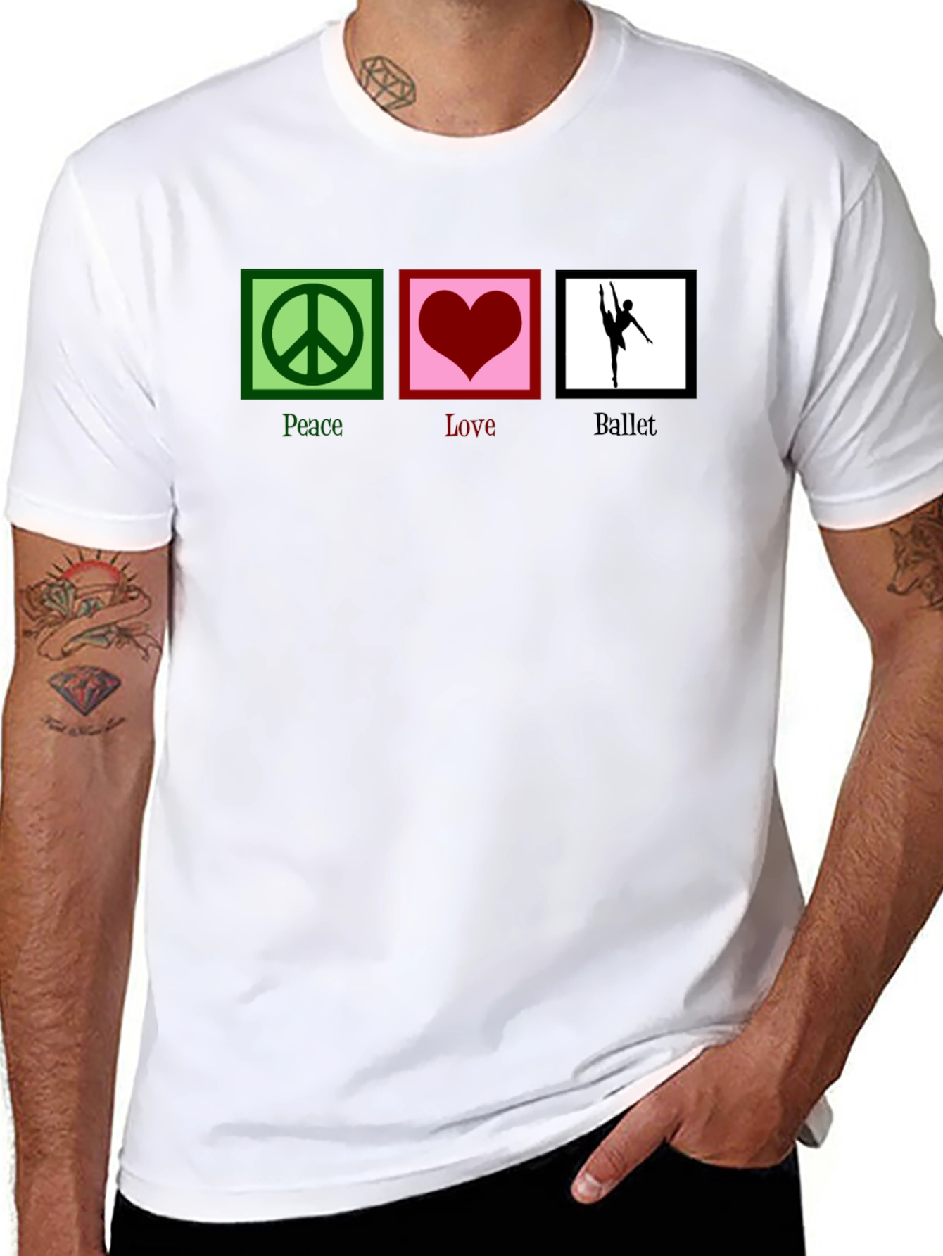 Black Peace Love Ballet Graphic T-Shirt - Black view 8