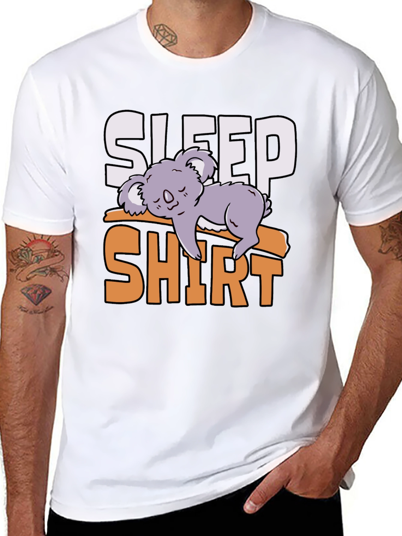 Black Sleep Shirt Koala Tee - Funny Lazy Animal T-Shirt view 8