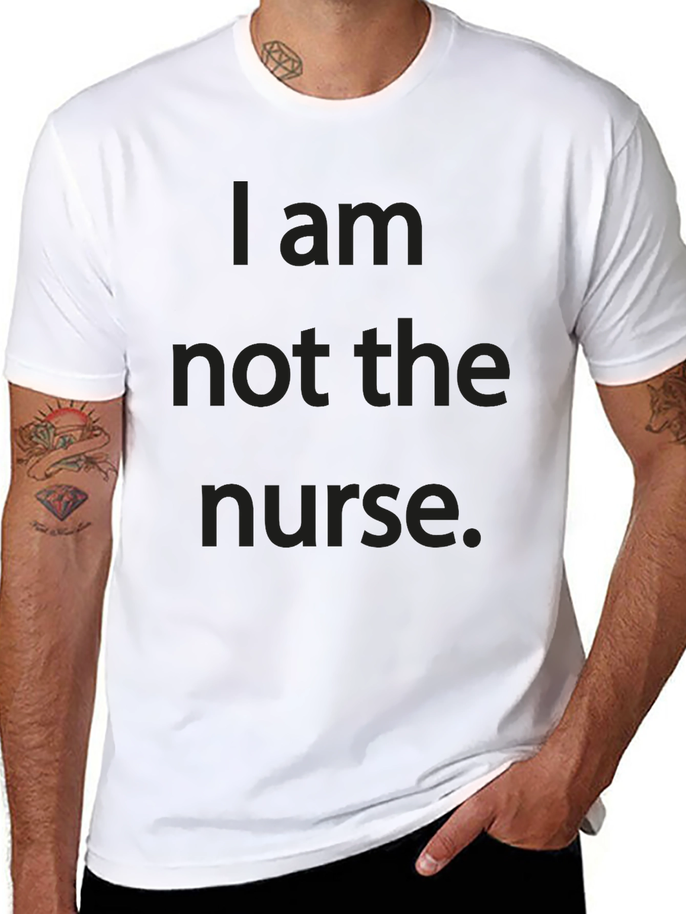 Funny "I am not the nurse." Black T-Shirt - 8
