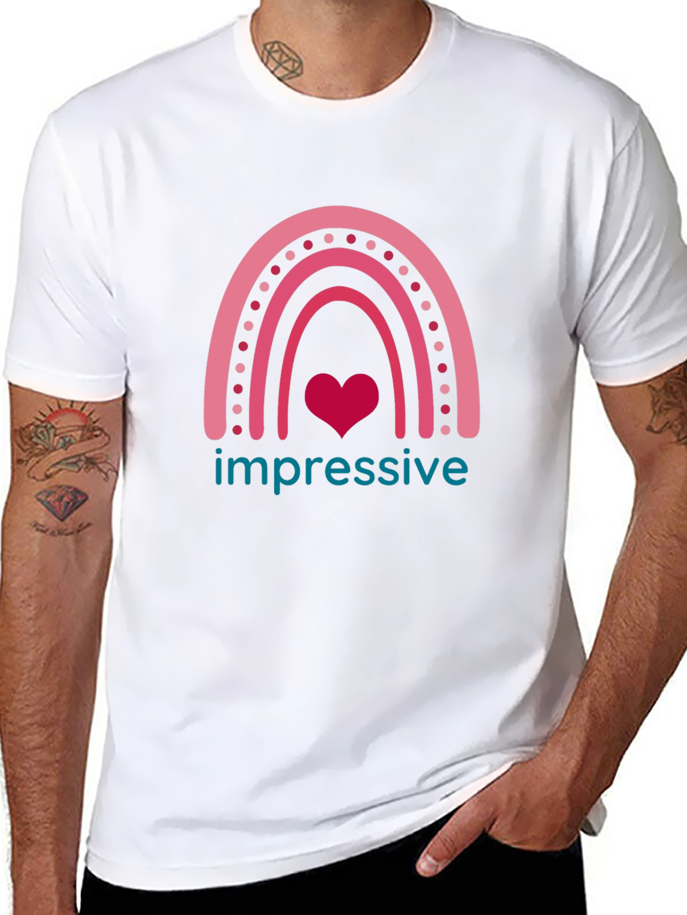 Black Impressive Heart Rainbow Graphic T-Shirt view 8