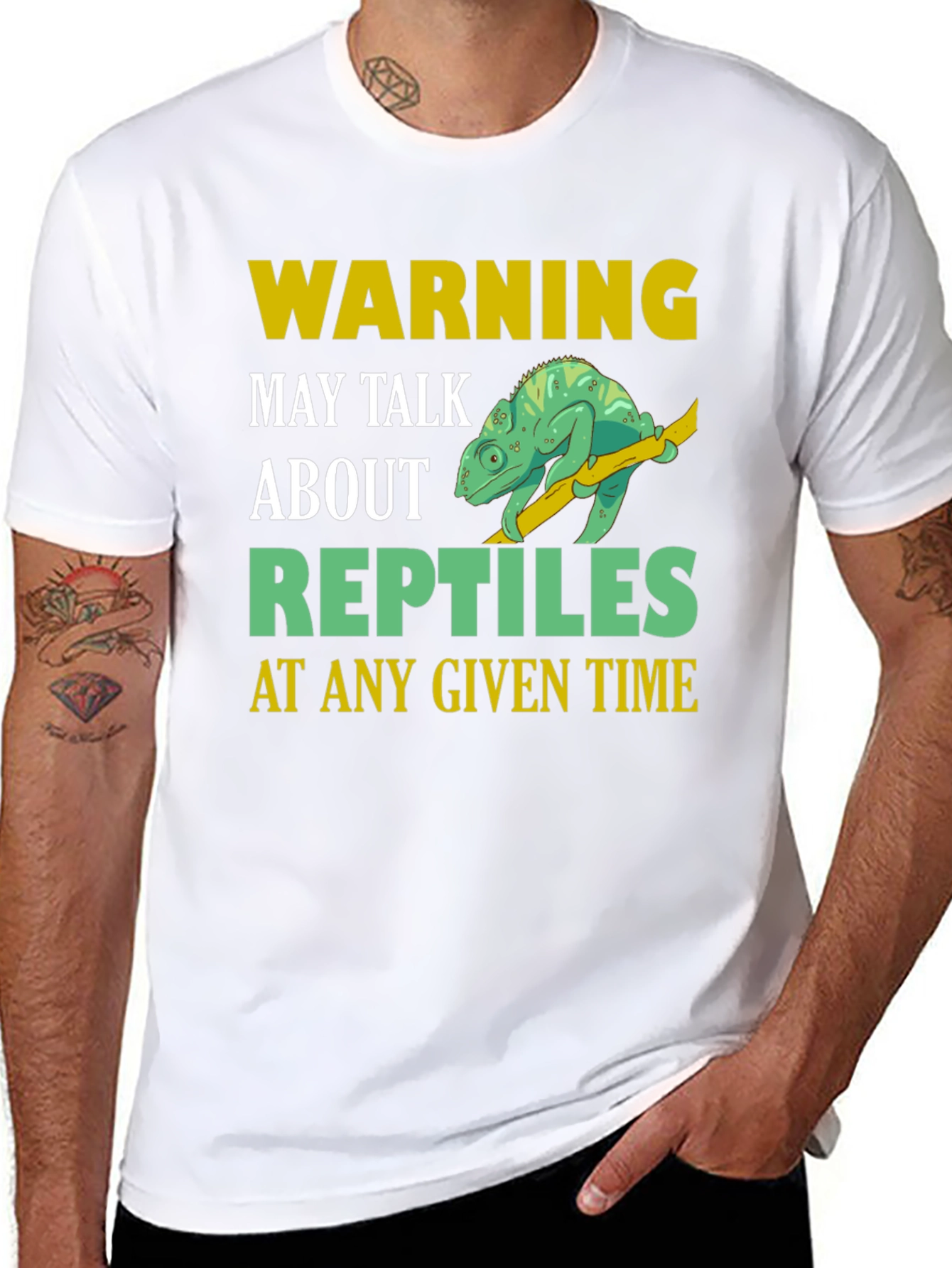 Black Warning May Talk About Reptiles T-Shirt view 8