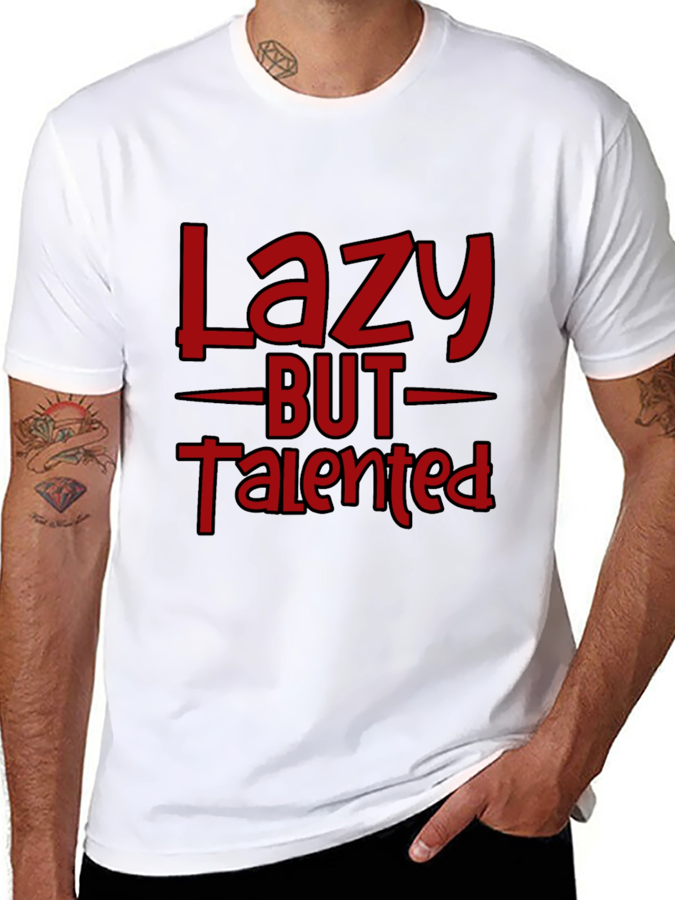Black Lazy But Talented Graphic T-Shirt view 8