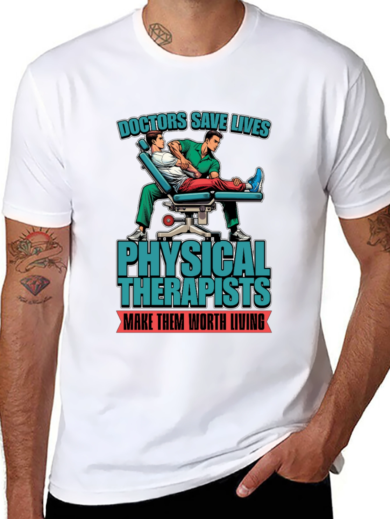 Black Physical Therapist T-Shirt - Doctors Save Lives Graphic Tee view 8