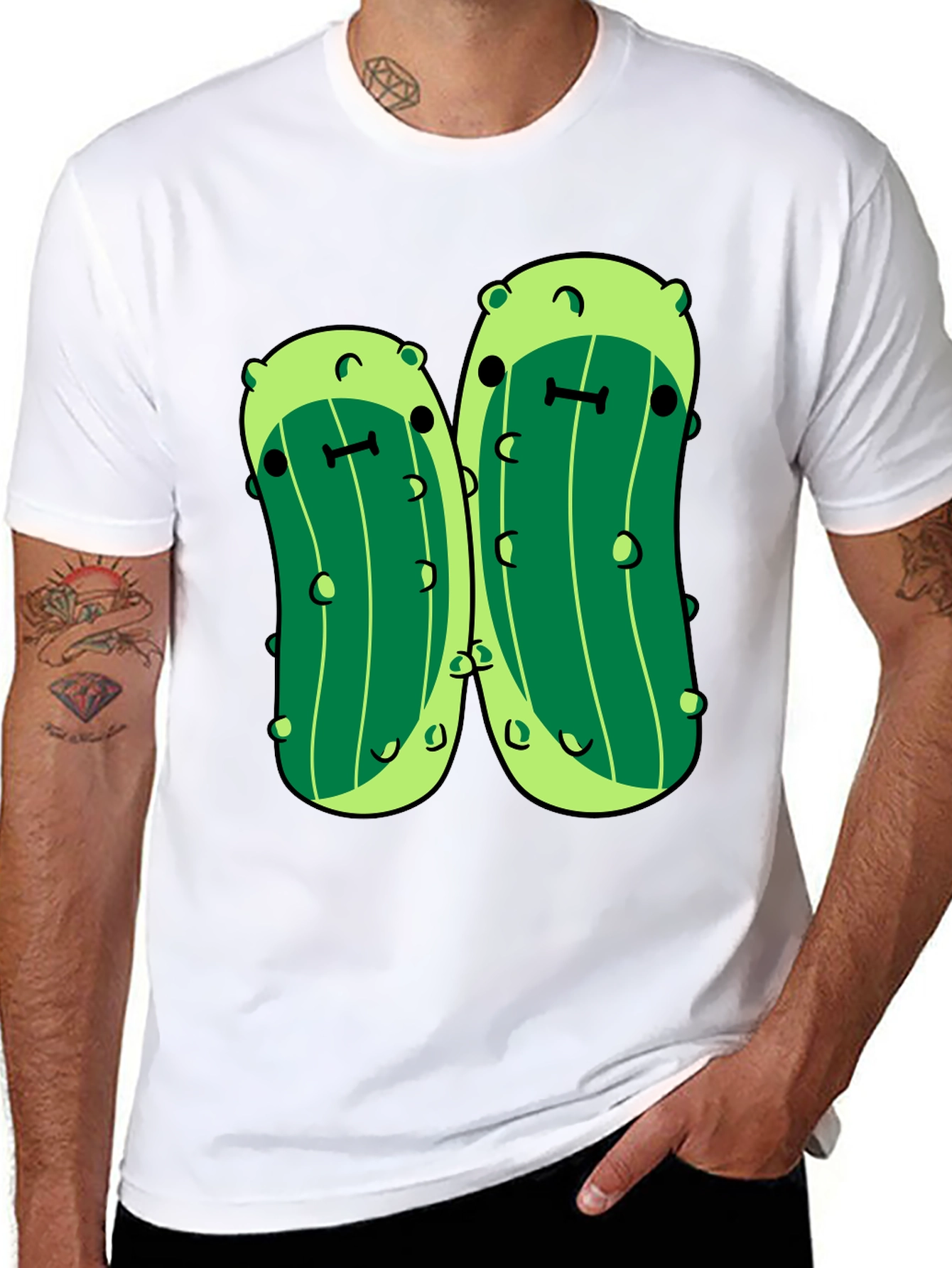 Black Kawaii Pickle Graphic Tee - Unisex Black T-Shirt view 8