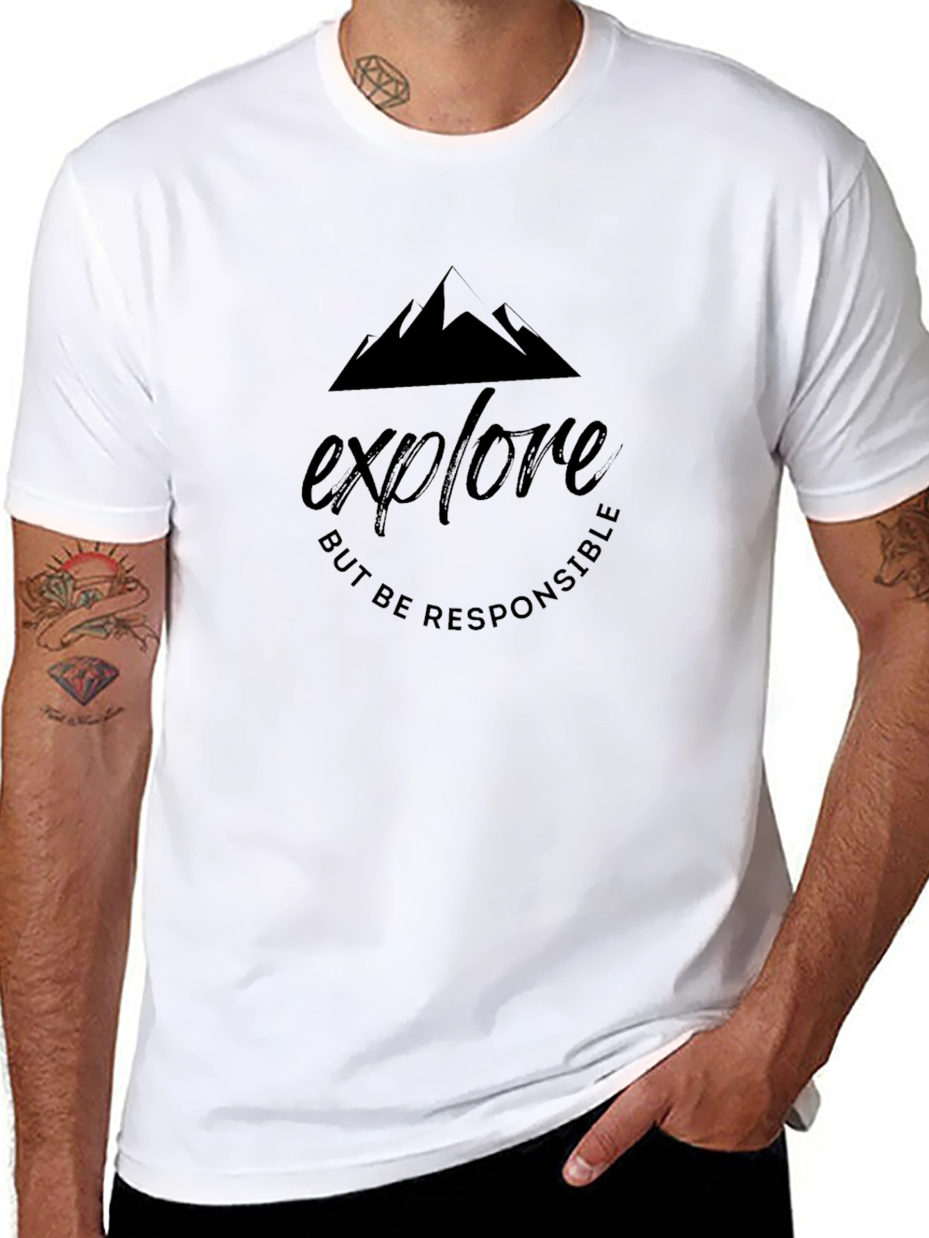 Black Explore Responsibly Black T-Shirt view 8
