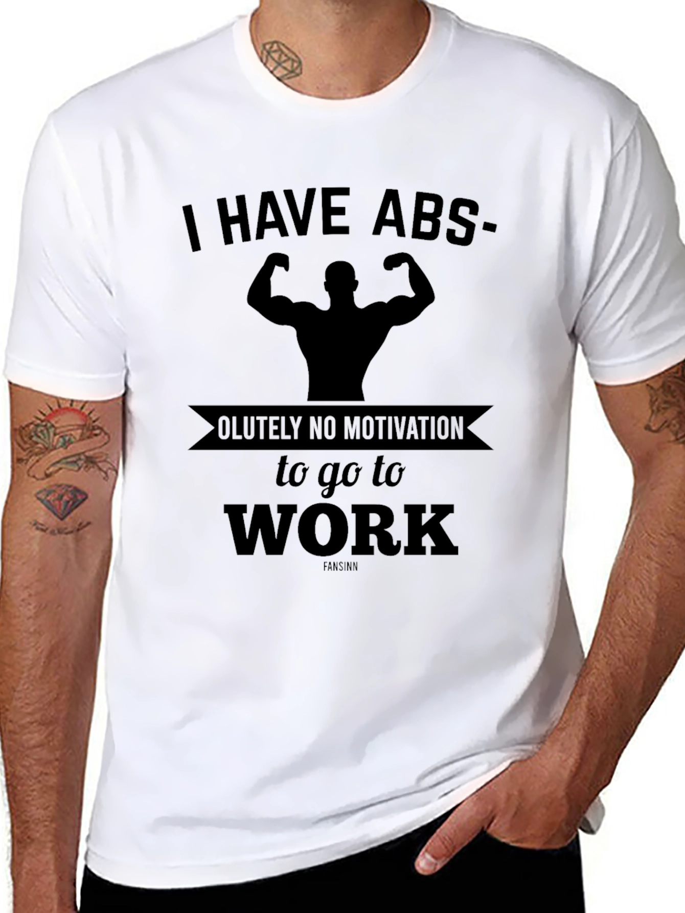 Black Funny Abs Motivation Graphic T-Shirt view 8