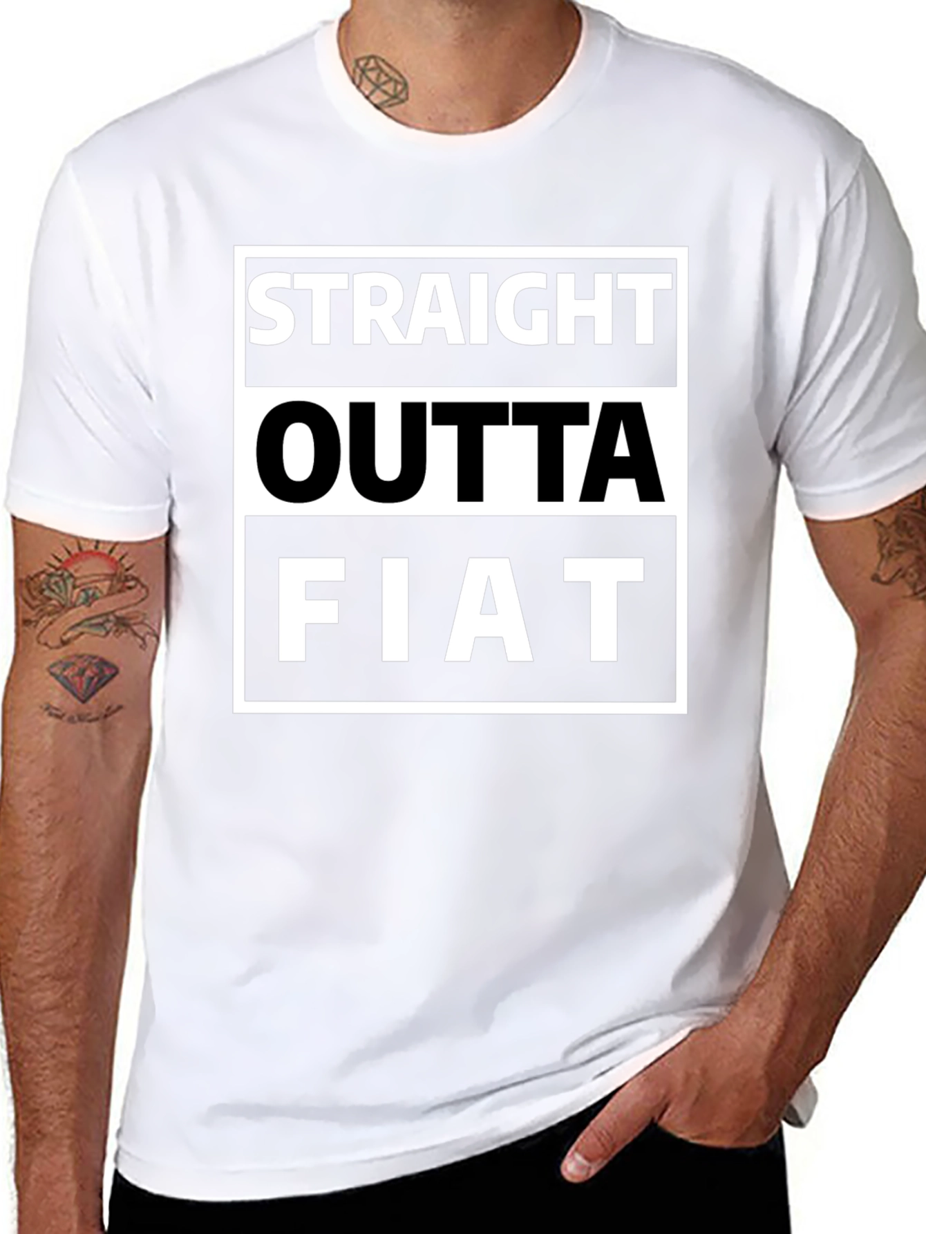 Black Straight Outta Fiat Funny Graphic Tee view 8
