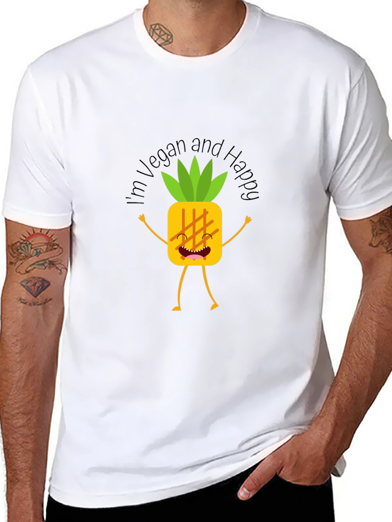 Black Vegan Pineapple Graphic Tee - Happy & Healthy Lifestyle! view 8