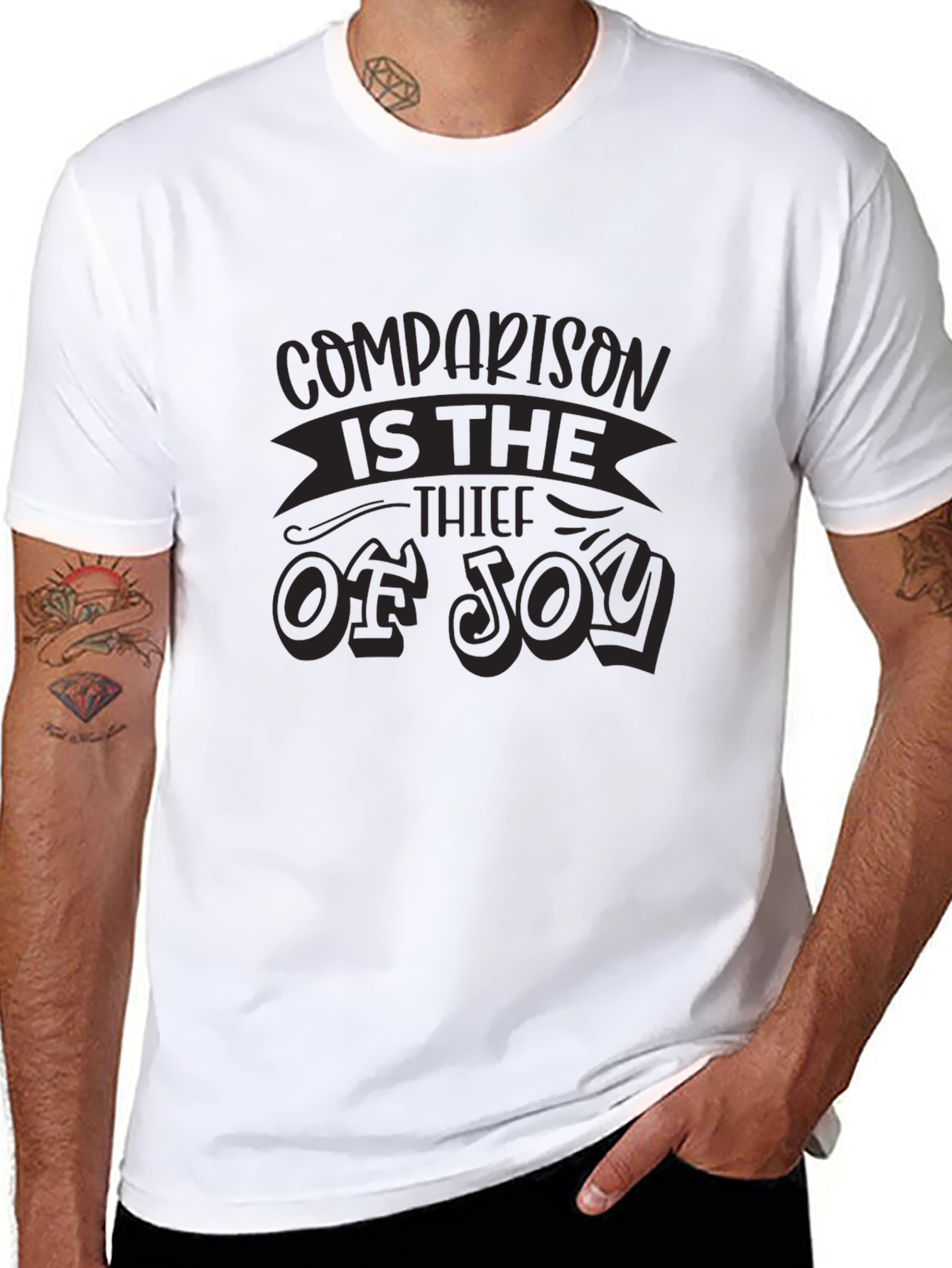 Black Comparison is the Thief of Joy Graphic Tee view 8