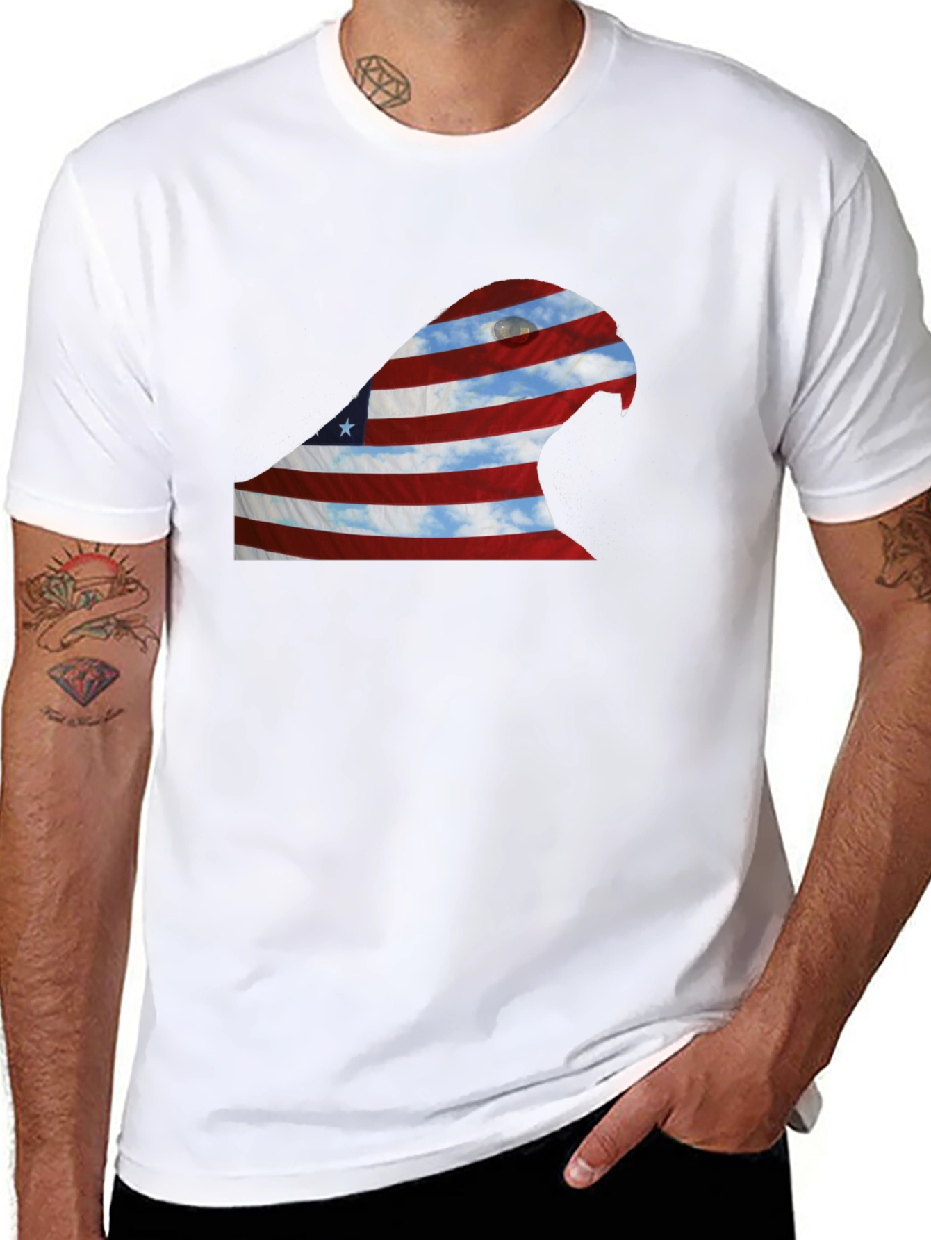 Black American Flag Eagle Graphic Tee view 8