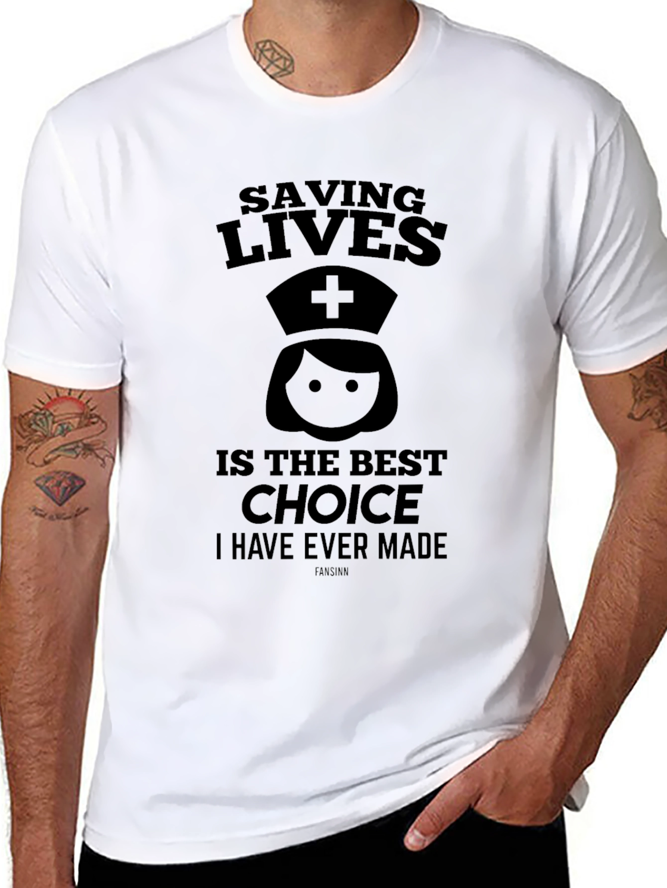 Black Saving Lives Nurse Graphic Black T-Shirt view 8