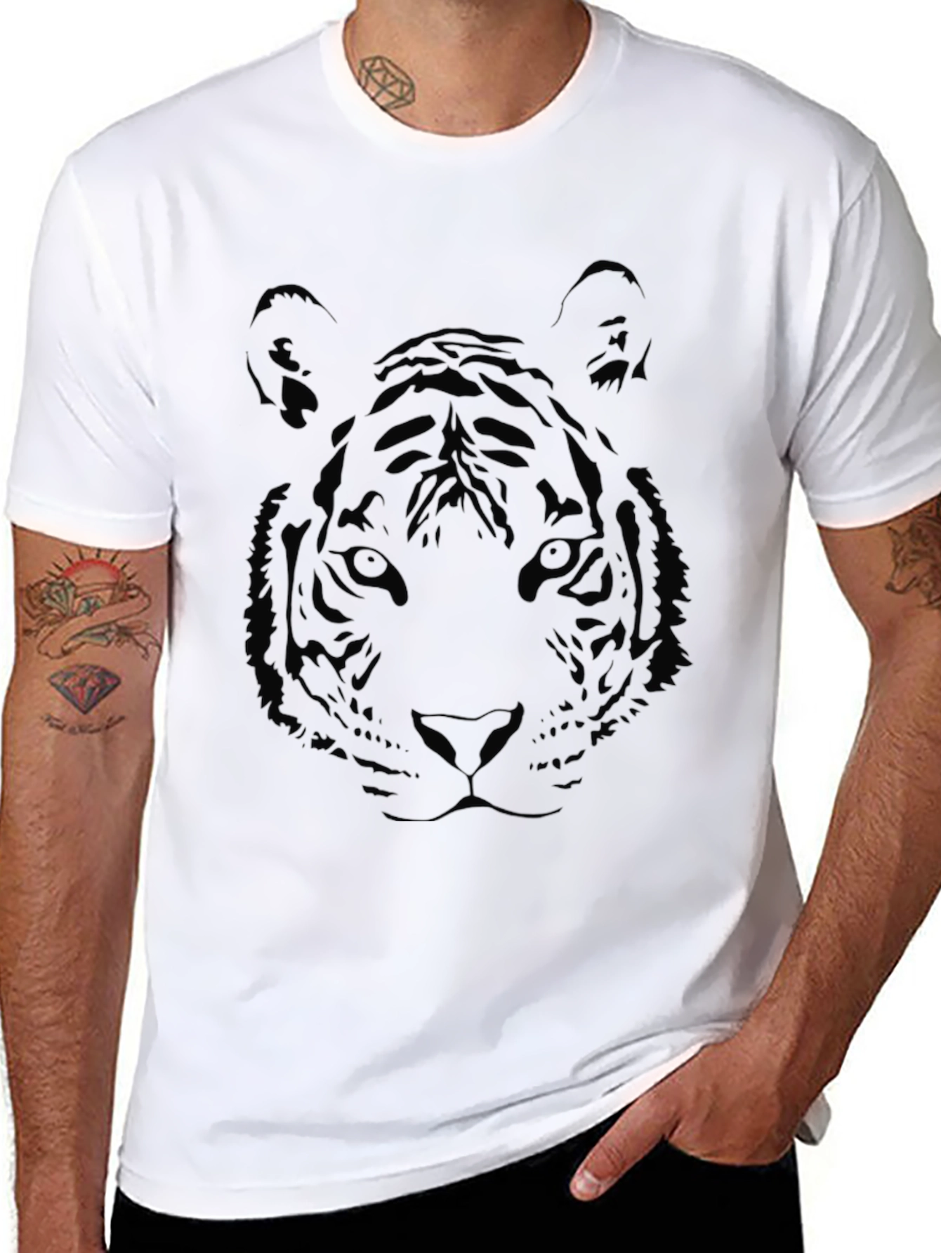 Black Black Tiger Graphic Print T-Shirt view 8