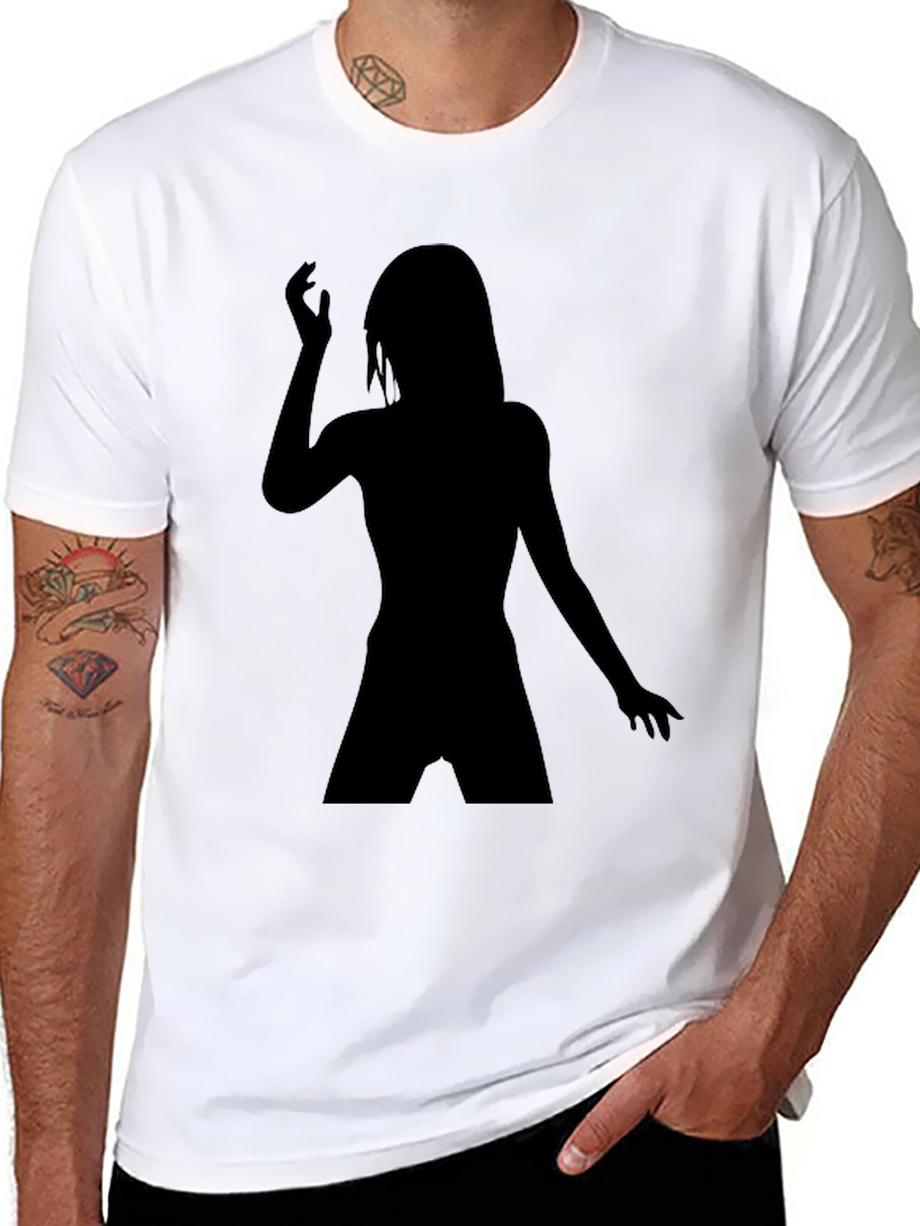 Black Silhouette Woman Graphic Tee - Soft Cotton Blend view 8