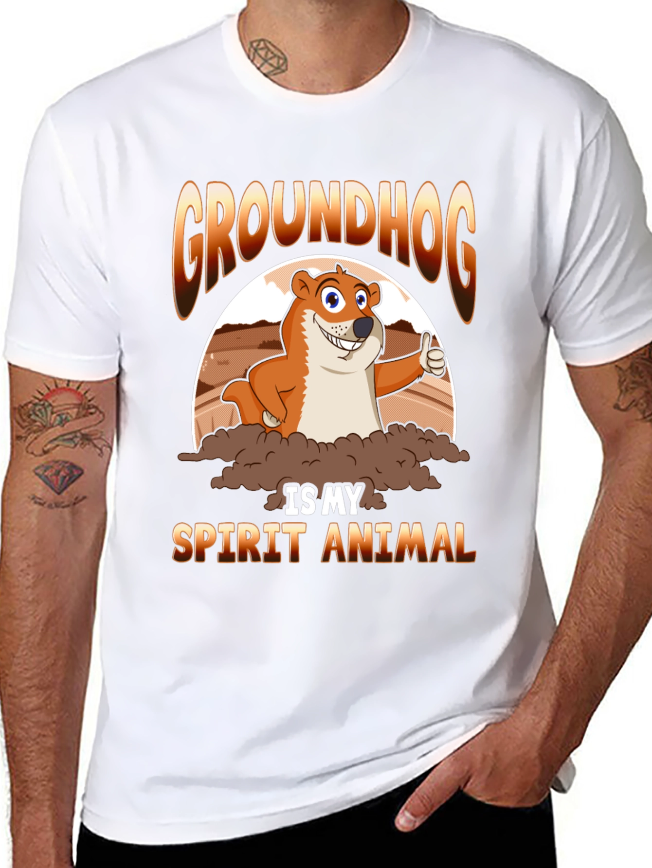 Black Groundhog Spirit Animal T-Shirt - Cute Cartoon Design view 8