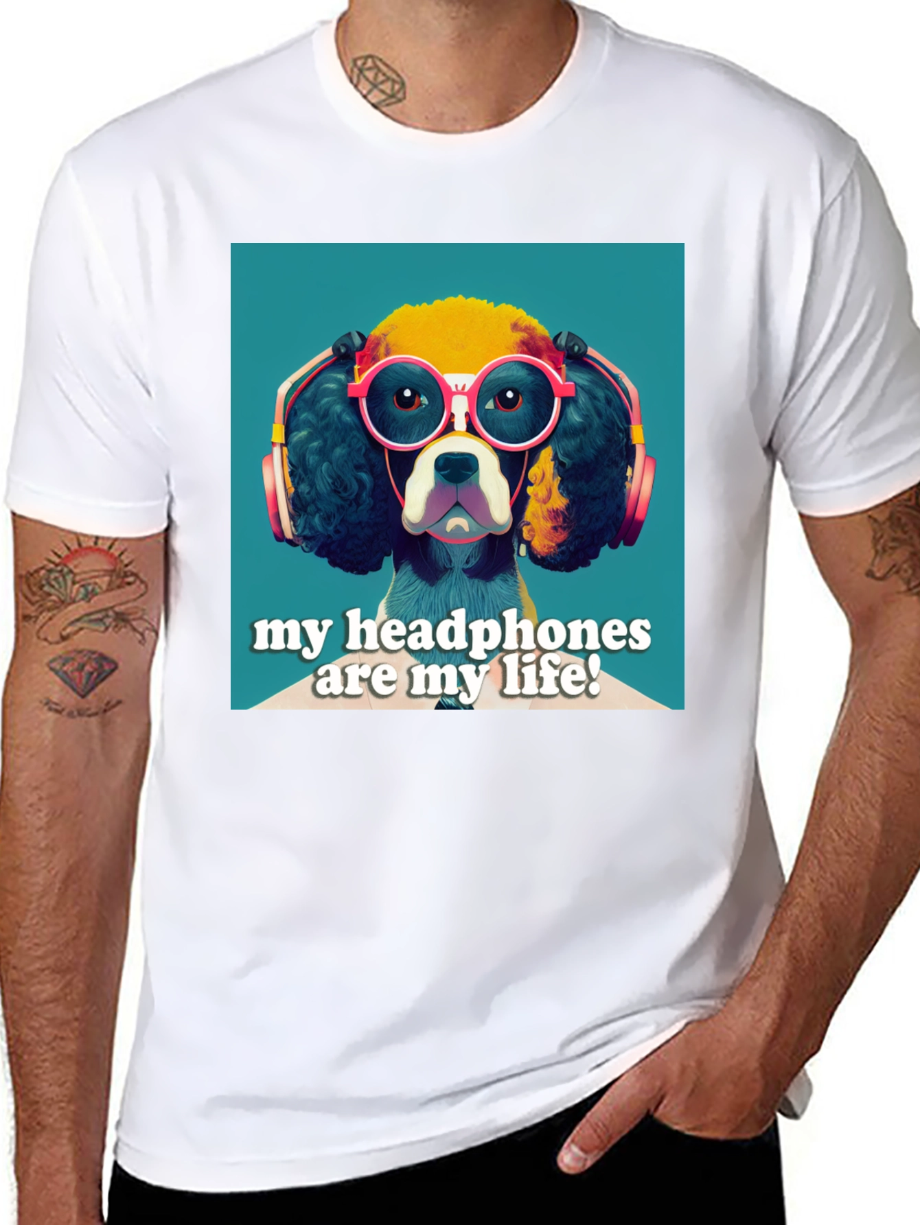 Black Dog Headphones Graphic Tee - My Headphones Are My Life view 8