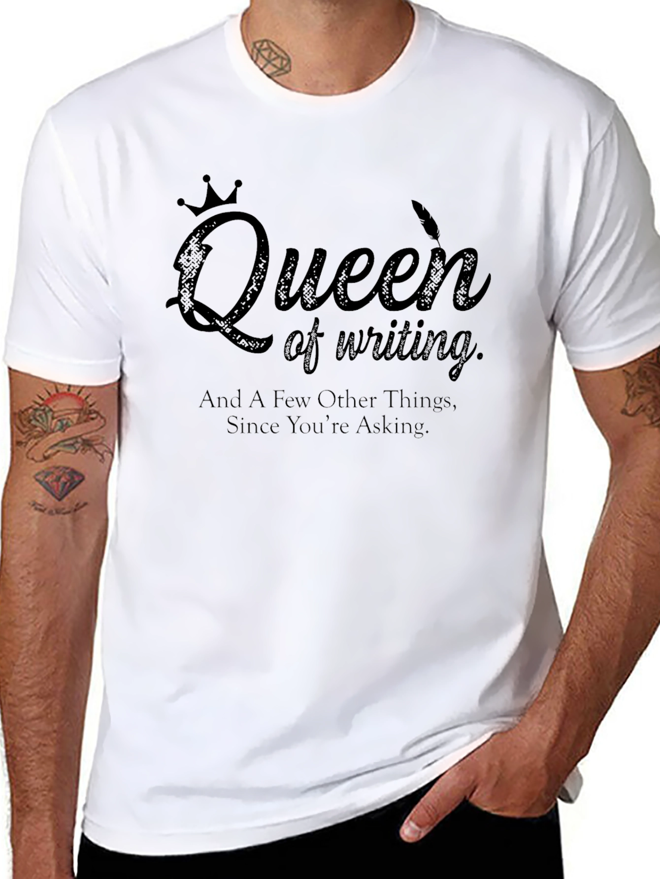 Black Queen of Writing Graphic T-Shirt - Black view 8