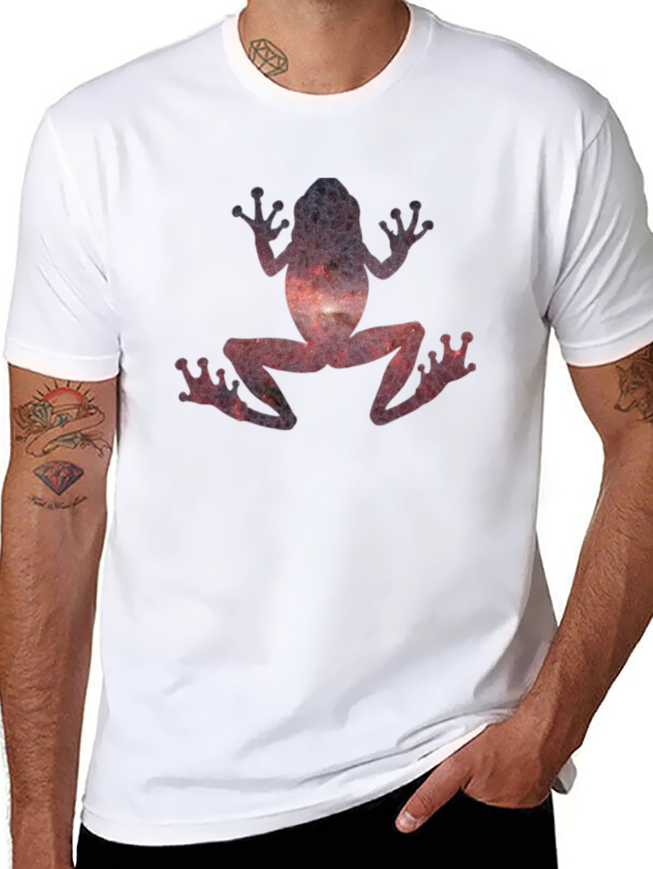 Black Galaxy Frog Graphic Tee - Black Cotton T-Shirt view 8