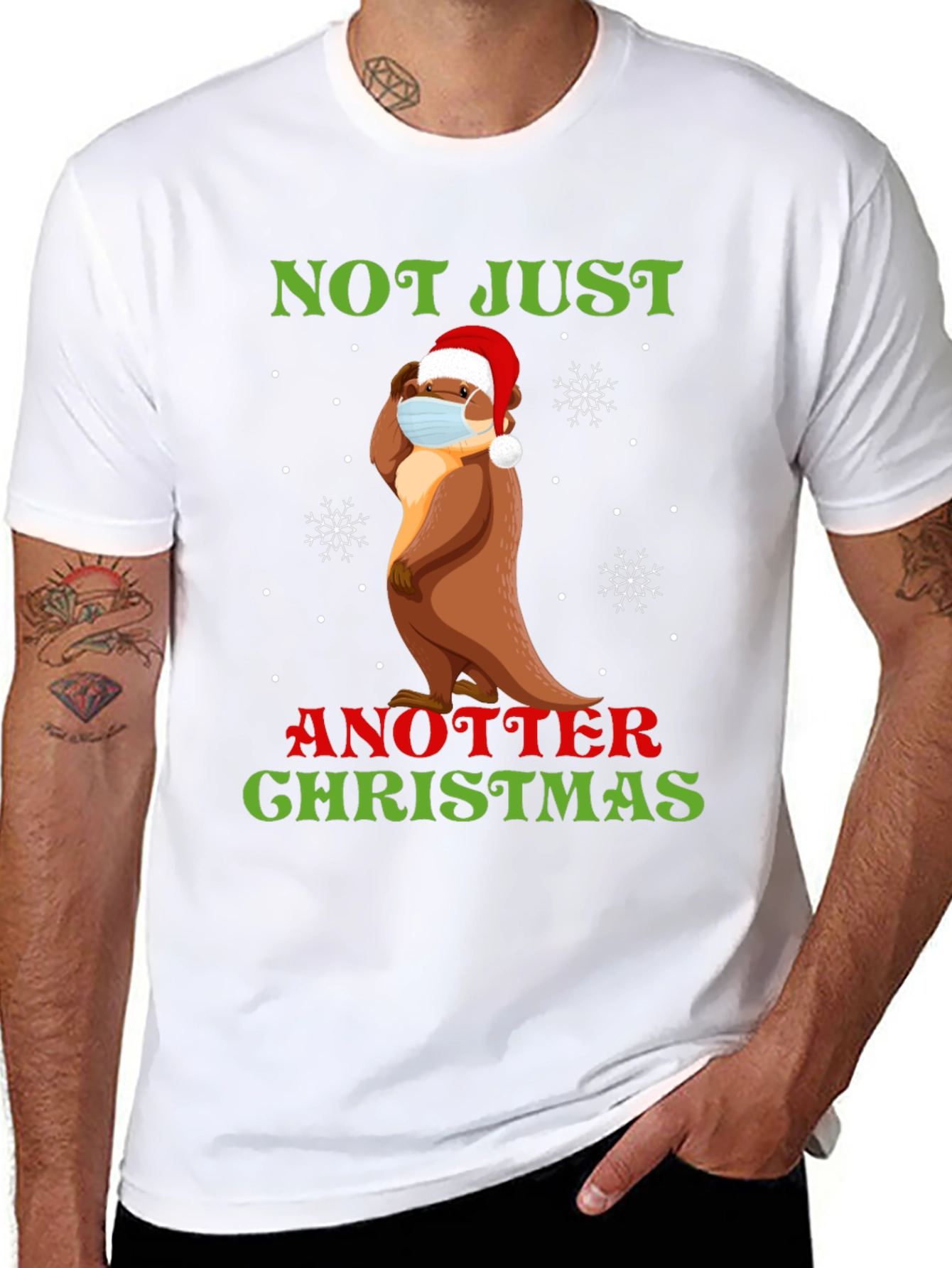 Black Funny Otter Christmas T-Shirt - Not Just Another Christmas view 8