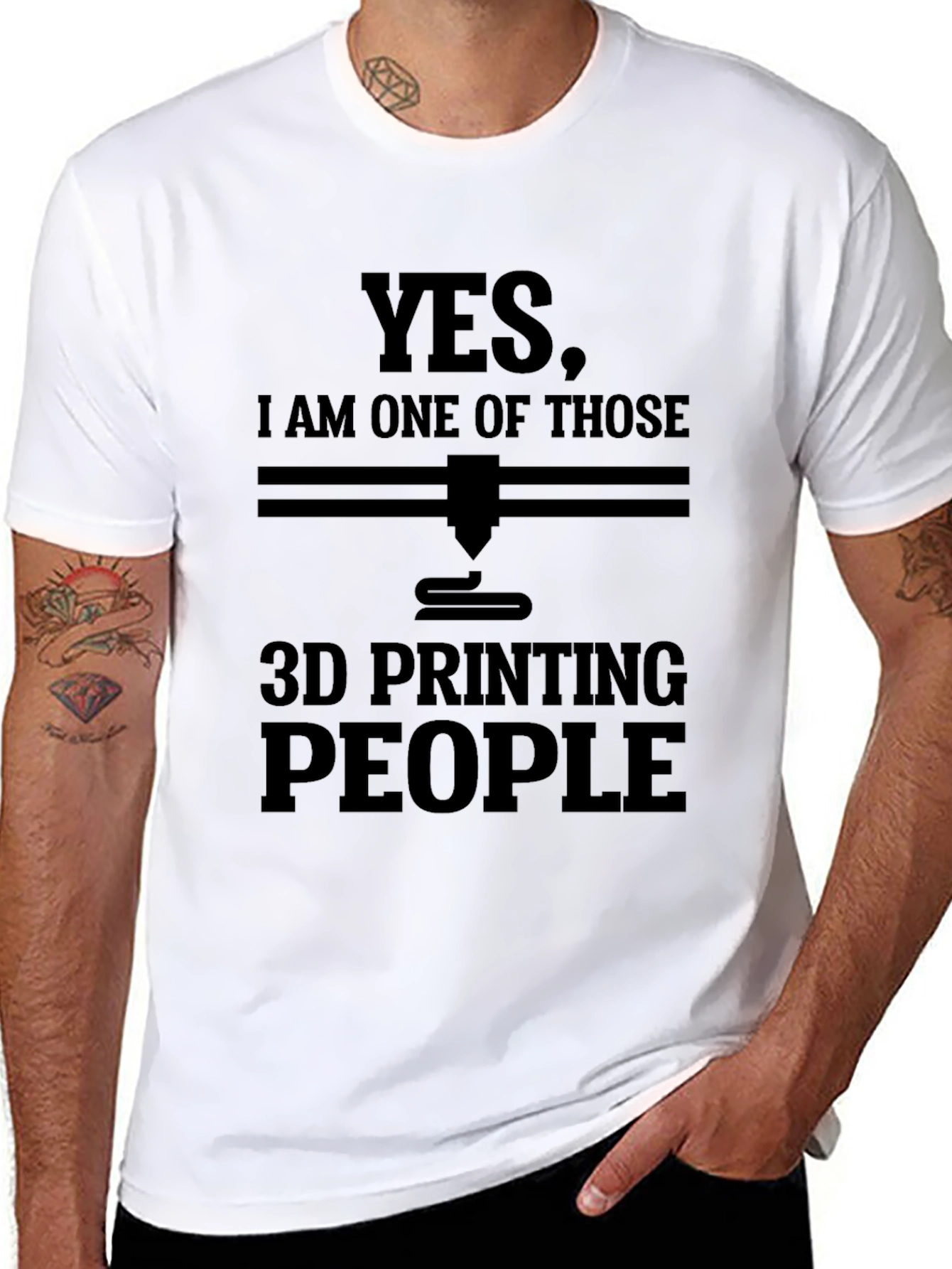Black 3D Printing People T-Shirt - Funny Maker Tee view 8