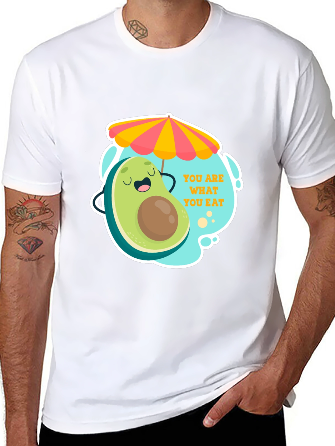 Black Funny Avocado Graphic Tee - You Are What You Eat! view 8