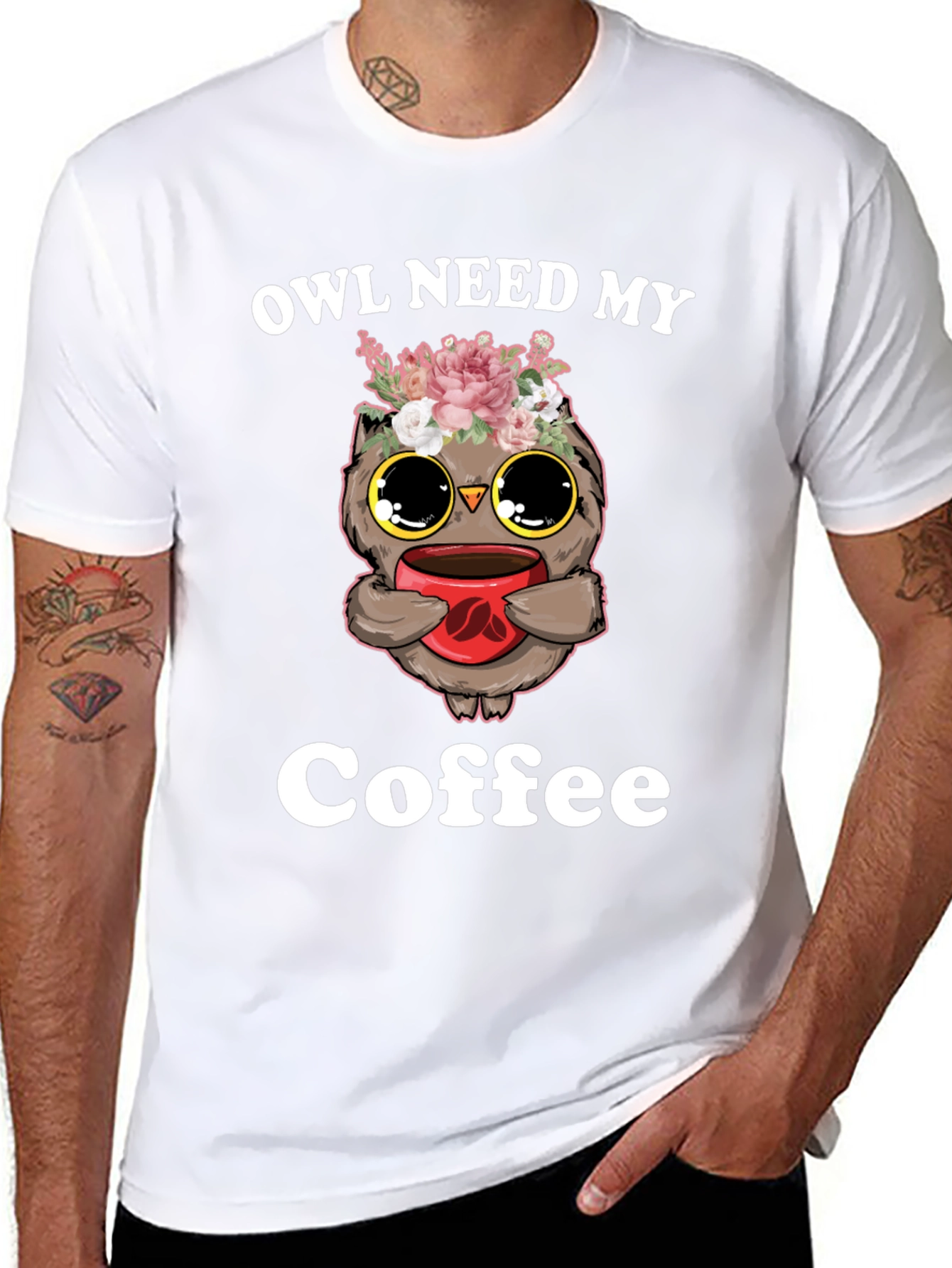 Black Owl Need My Coffee T-Shirt view 8