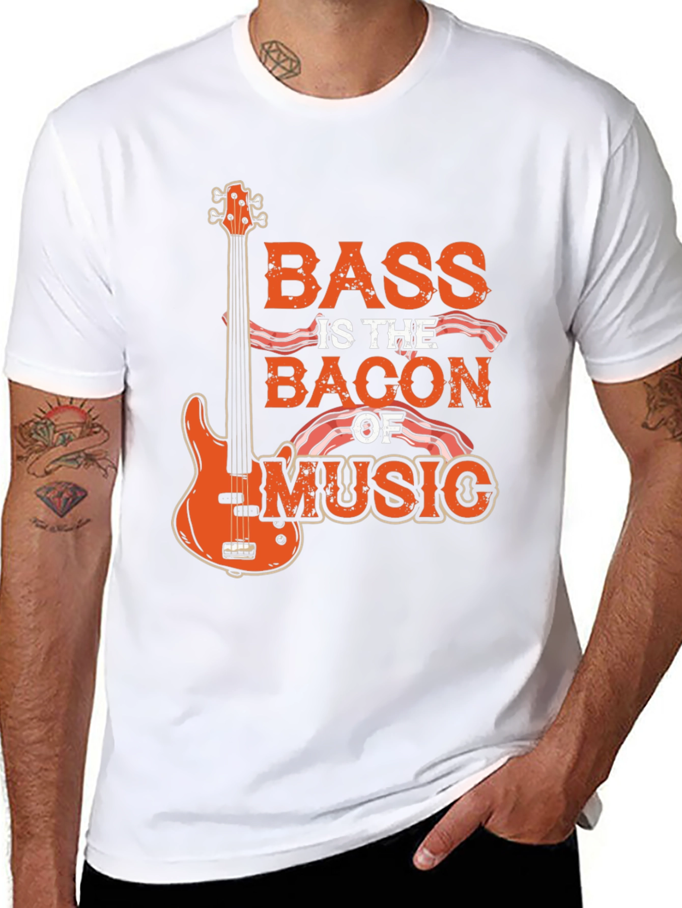 Black Bass is the Bacon of Music T-Shirt - Novelty Tee view 8