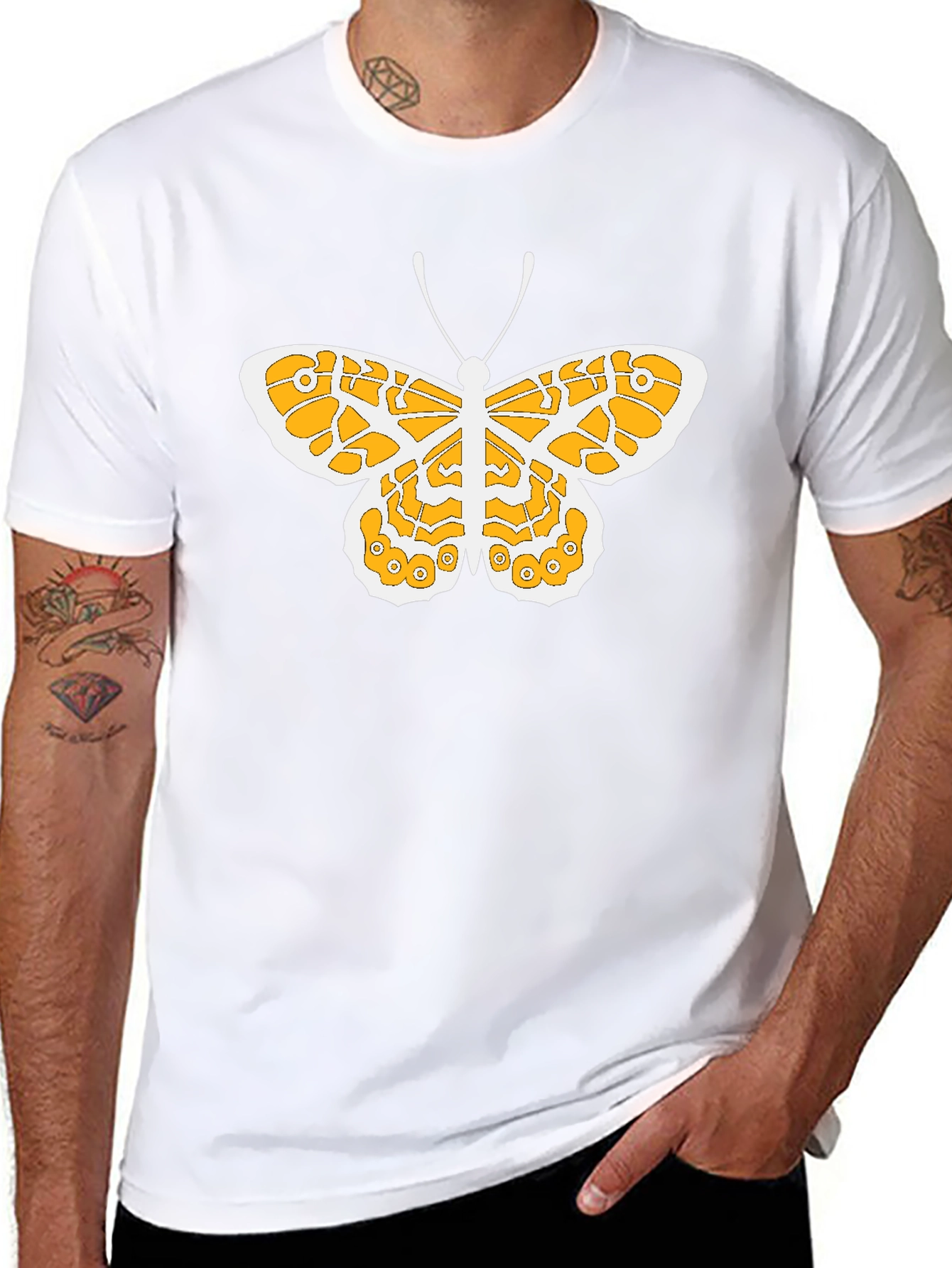 Black Butterfly Graphic Tee - Stylish Men's Black T-Shirt view 8