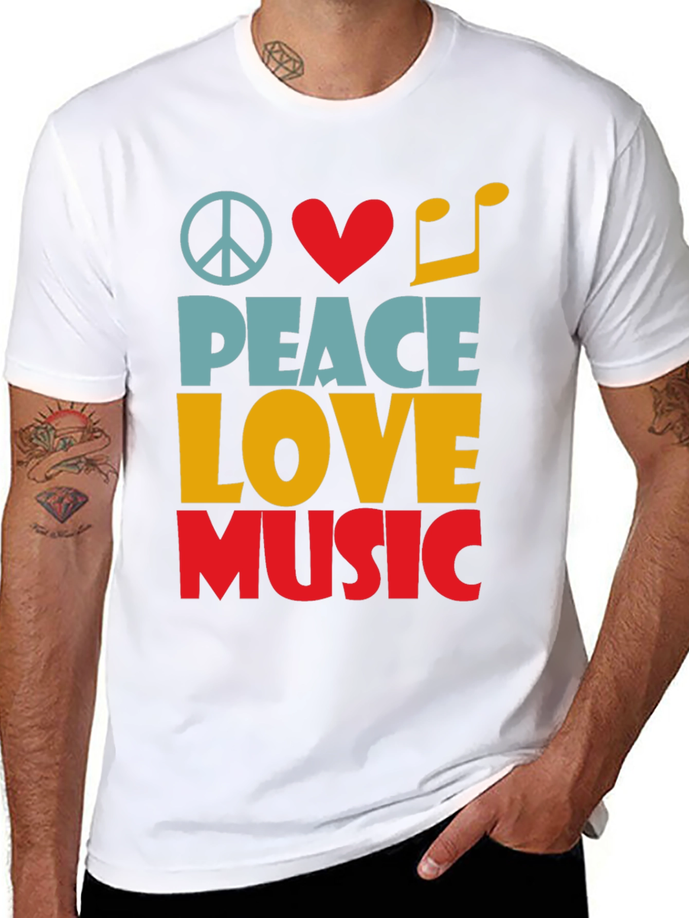 Black Peace Love Music Graphic Tee - Unisex view 8