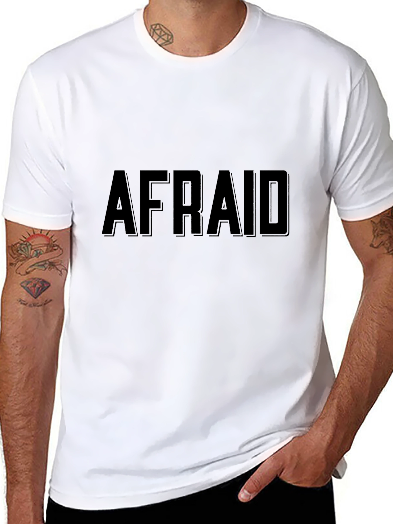 Black Afraid Graphic Black T-Shirt - Bold Statement Tee view 8